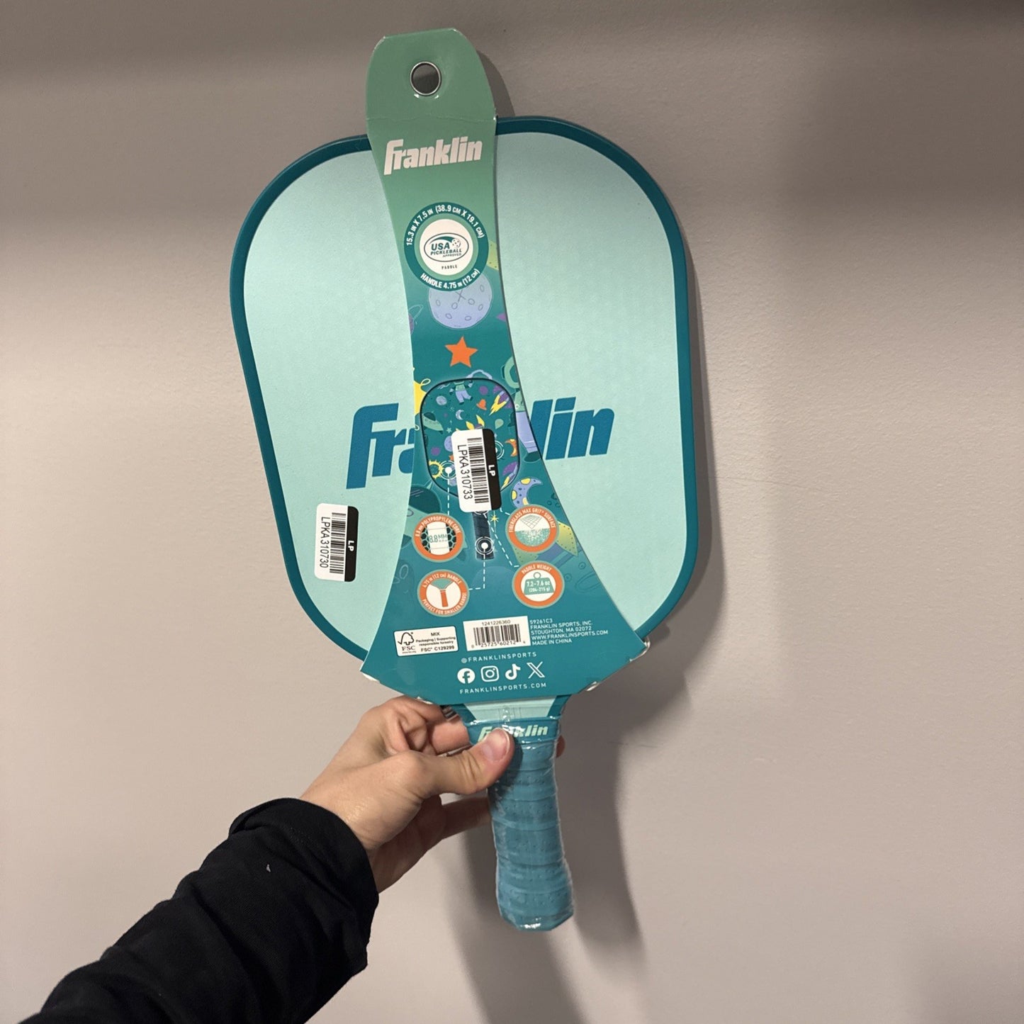 Franklin Sports Youth Pickleball Paddle • Blue • Space Theme • NEW