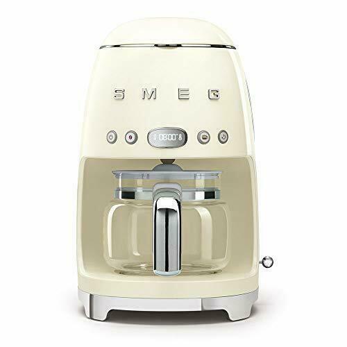 SMEG 50s Retro Drip Coffee Maker 10-Cup Auto Start Keep Warm Cream -Programmable