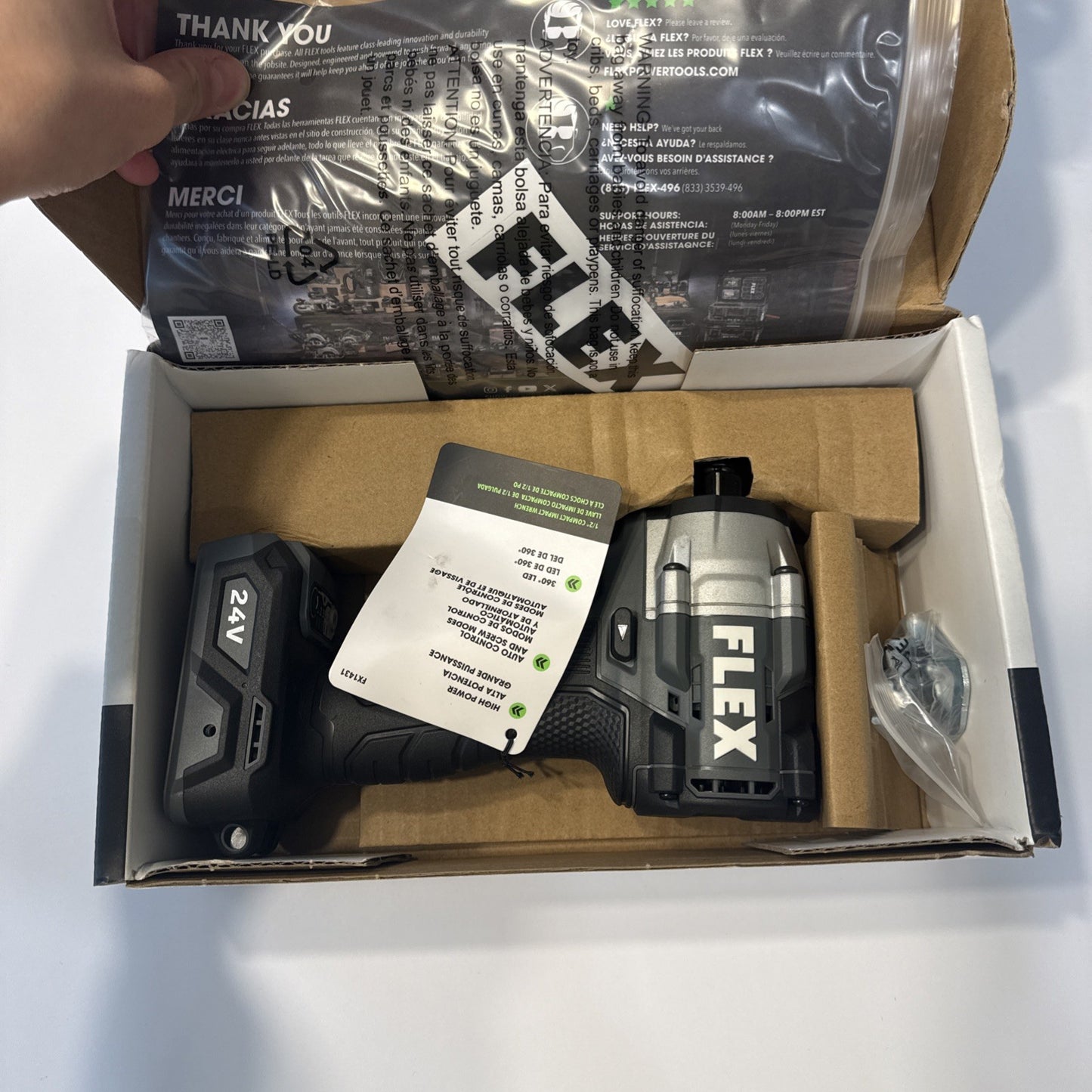 Flex FX1431-Z 24V 1/2 Cordless Compact Impact Gun 450ftlbs Torque Tool Only New