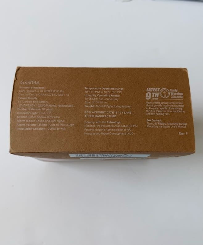 Siterwell Photoelectric Smoke Alarm 8 PCS - 10-Year Battery GS509A