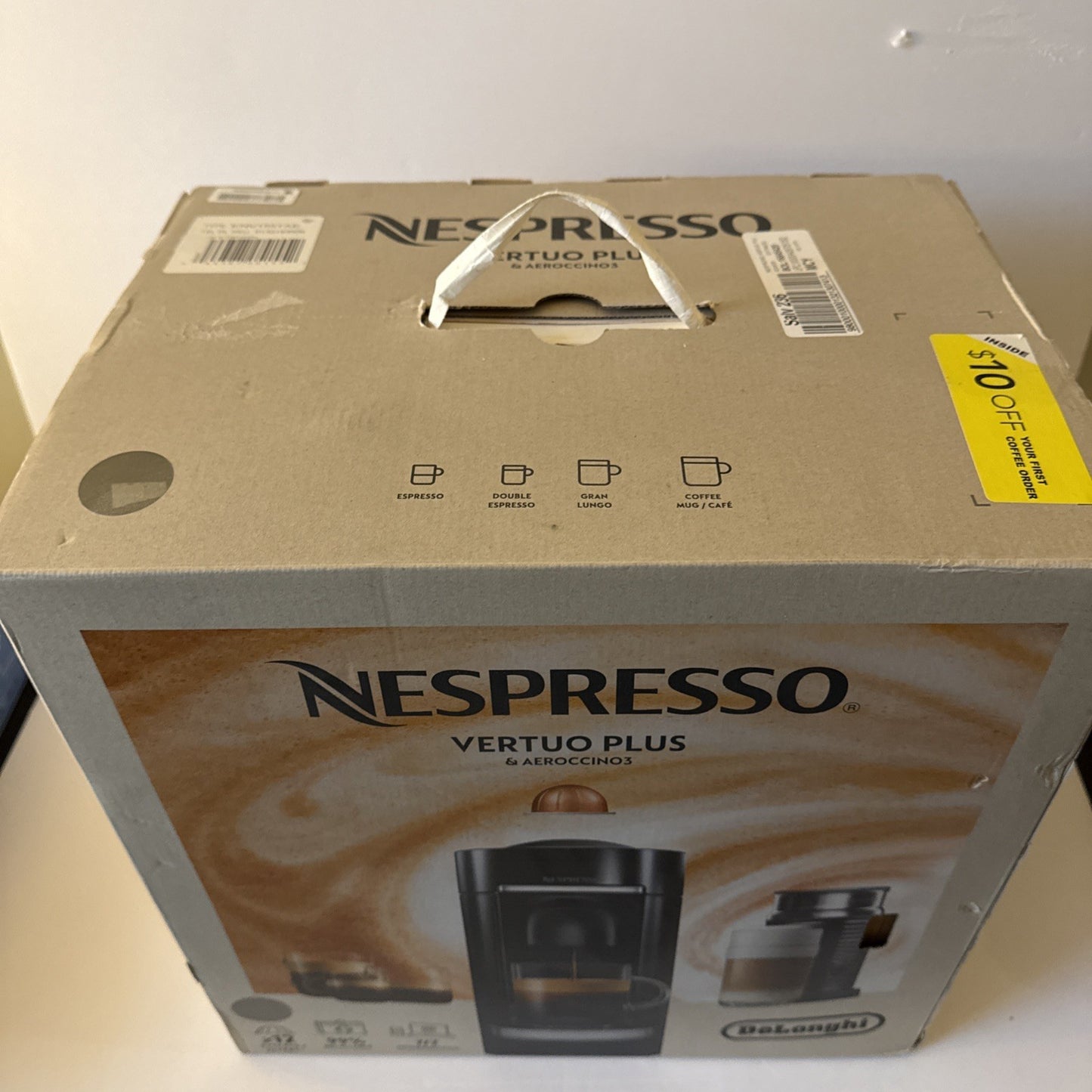 Nespresso Vertuo Plus & Aeroccino3 ENV155TAE  w/ Milk Frother DeLonghi Grey New