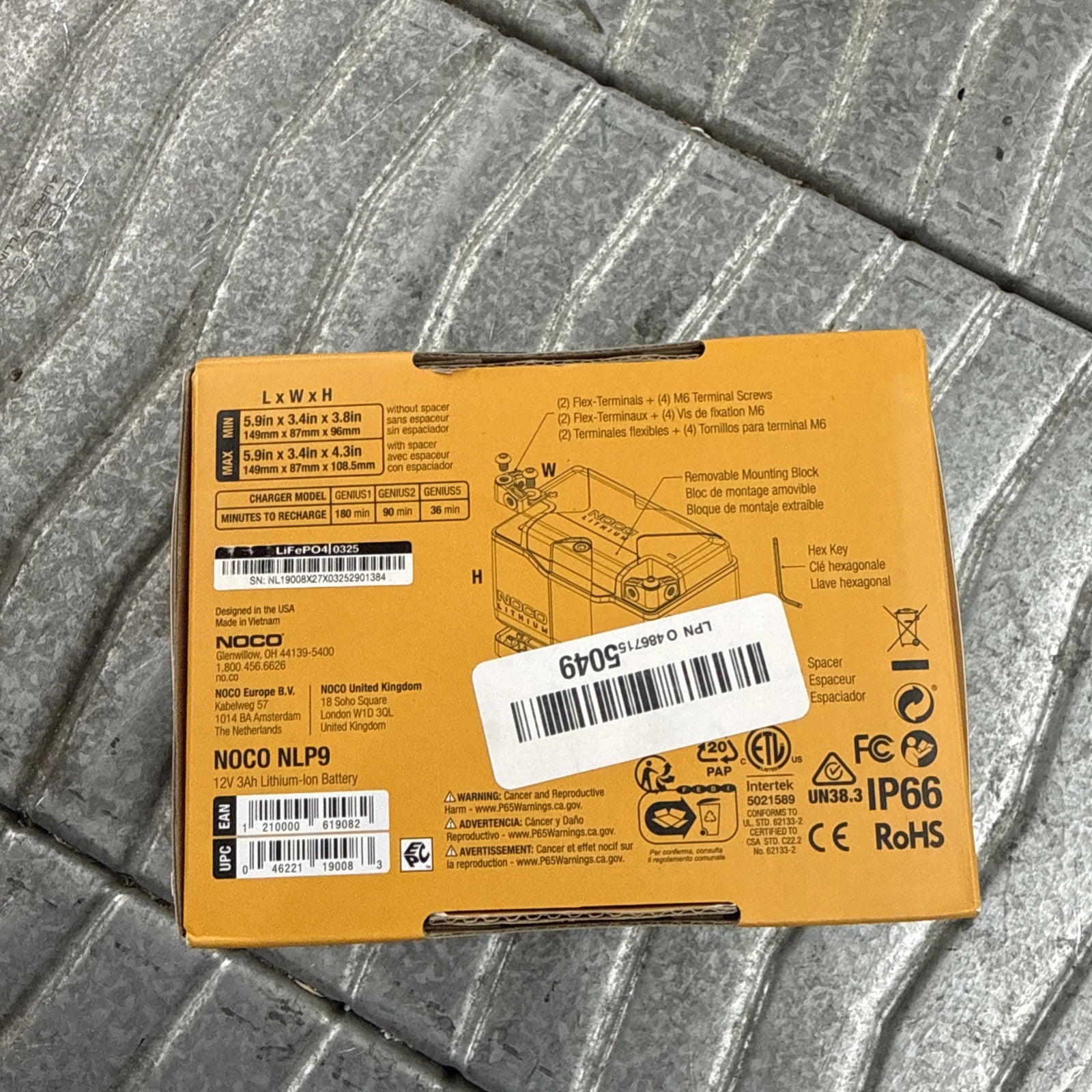 NOCO Lithium NLP9 Group 14 500A 12V 4Ah Lithium Powersport Battery