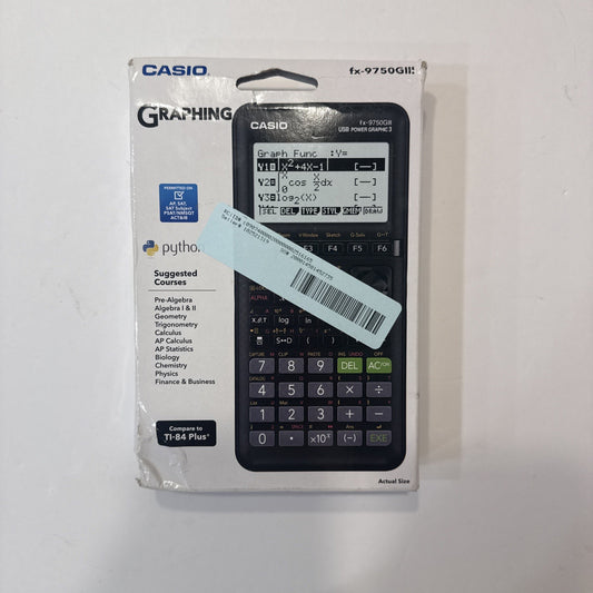 Open Box! Casio Graphing Calculator FX-9750G111 - Black - Sealed