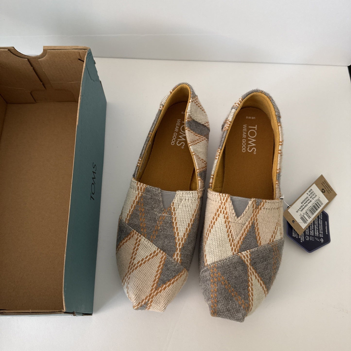 TOMS Classics Women's Alpargata Shoes Shadow Argyle Knit Size 6 Women