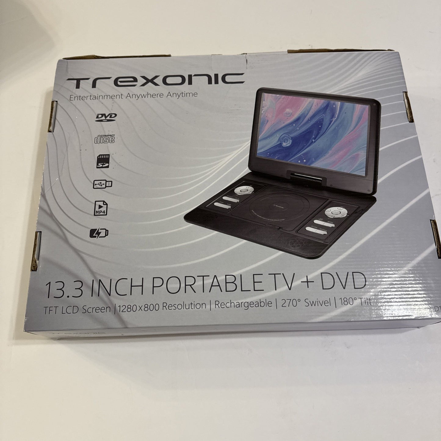 Trexonic 13.3 Inch Portable TV+DVD Player LCD Screen 1280 x 800 Black