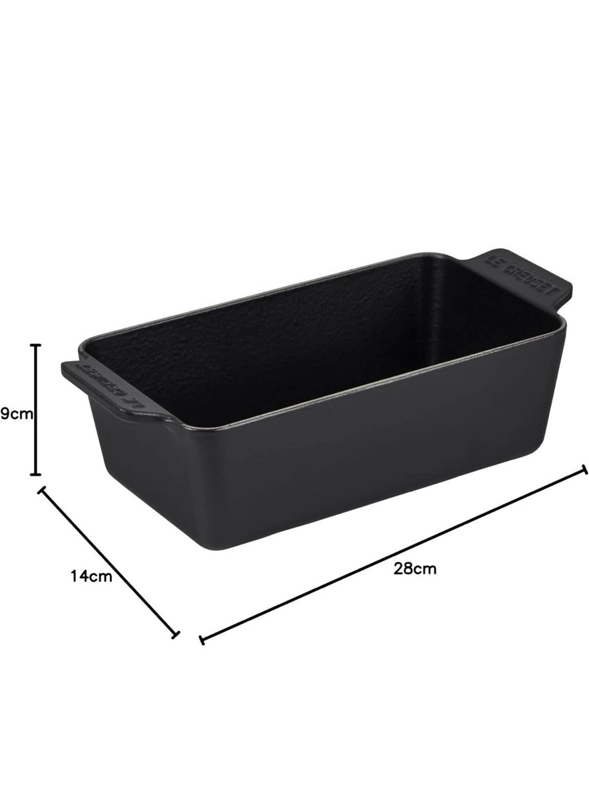 Genuine Le Creuset Loaf pan 23cm 9 inc Matte Black See Pics