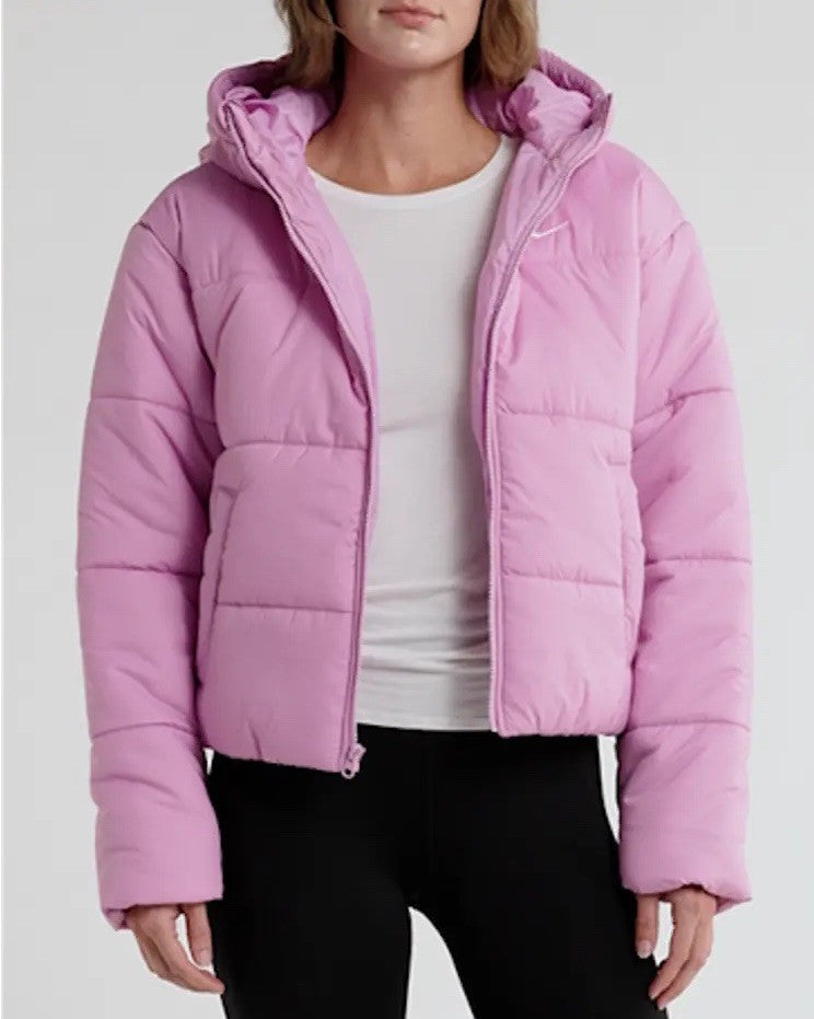 Nike Sportswear Classic Puffer Womens XS Therma-FIT Hooded Jacket FZ5899 Crop