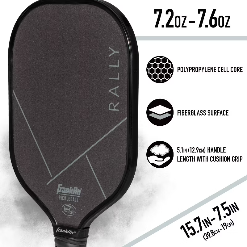 Franklin Sports Adults Pickleball Paddle USA Approved Charcoal PP Racquets