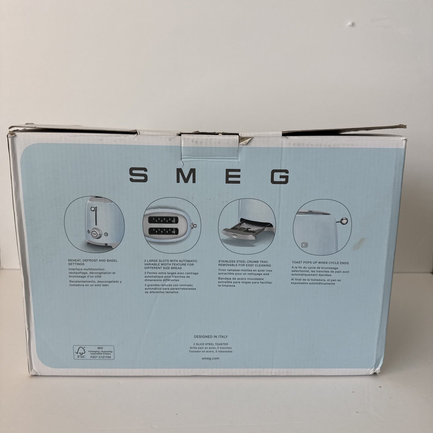 SMEG 2-slice Retro Style Toaster, Various Colors, NEW Open box