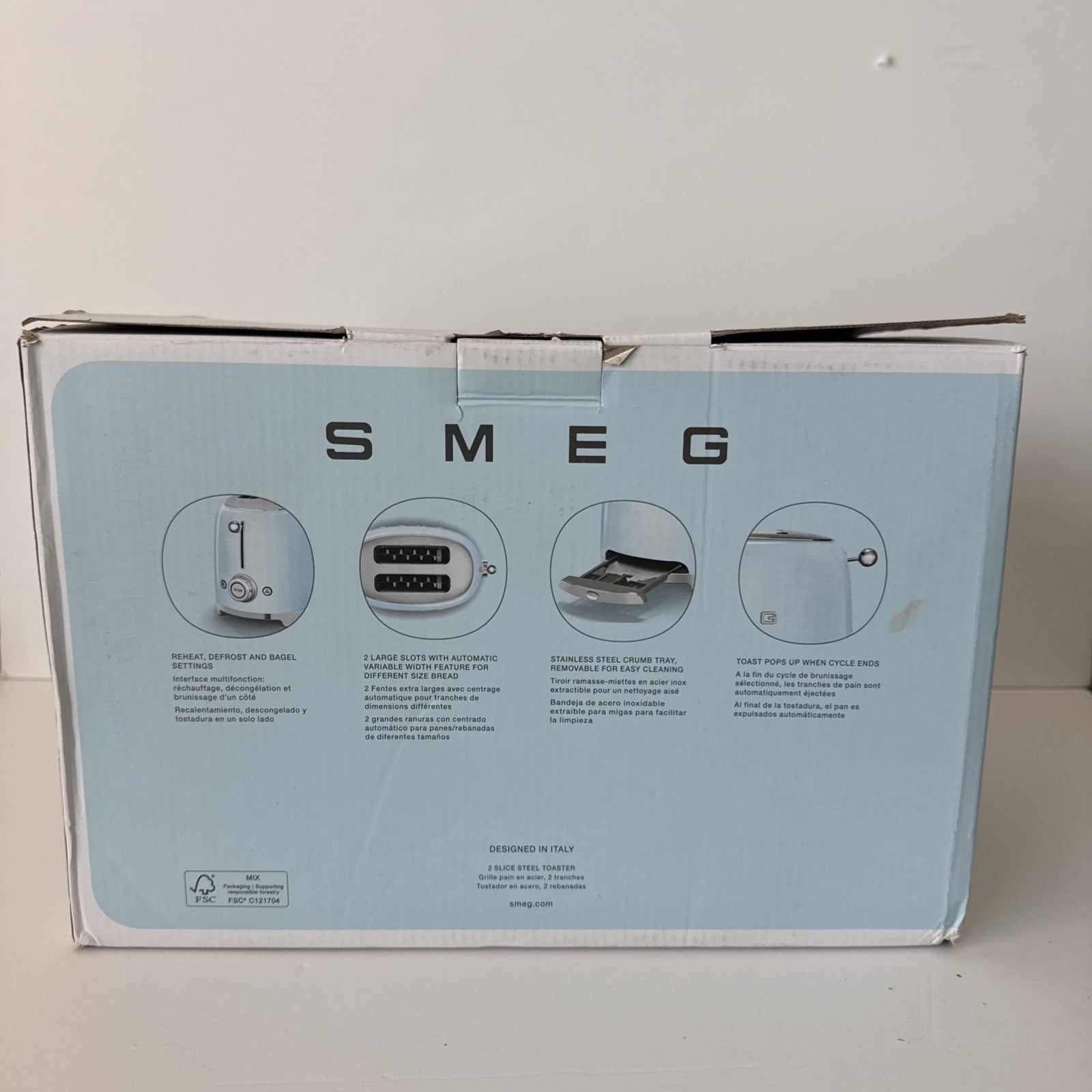 SMEG 2-slice Retro Style Toaster, Various Colors, NEW Open box