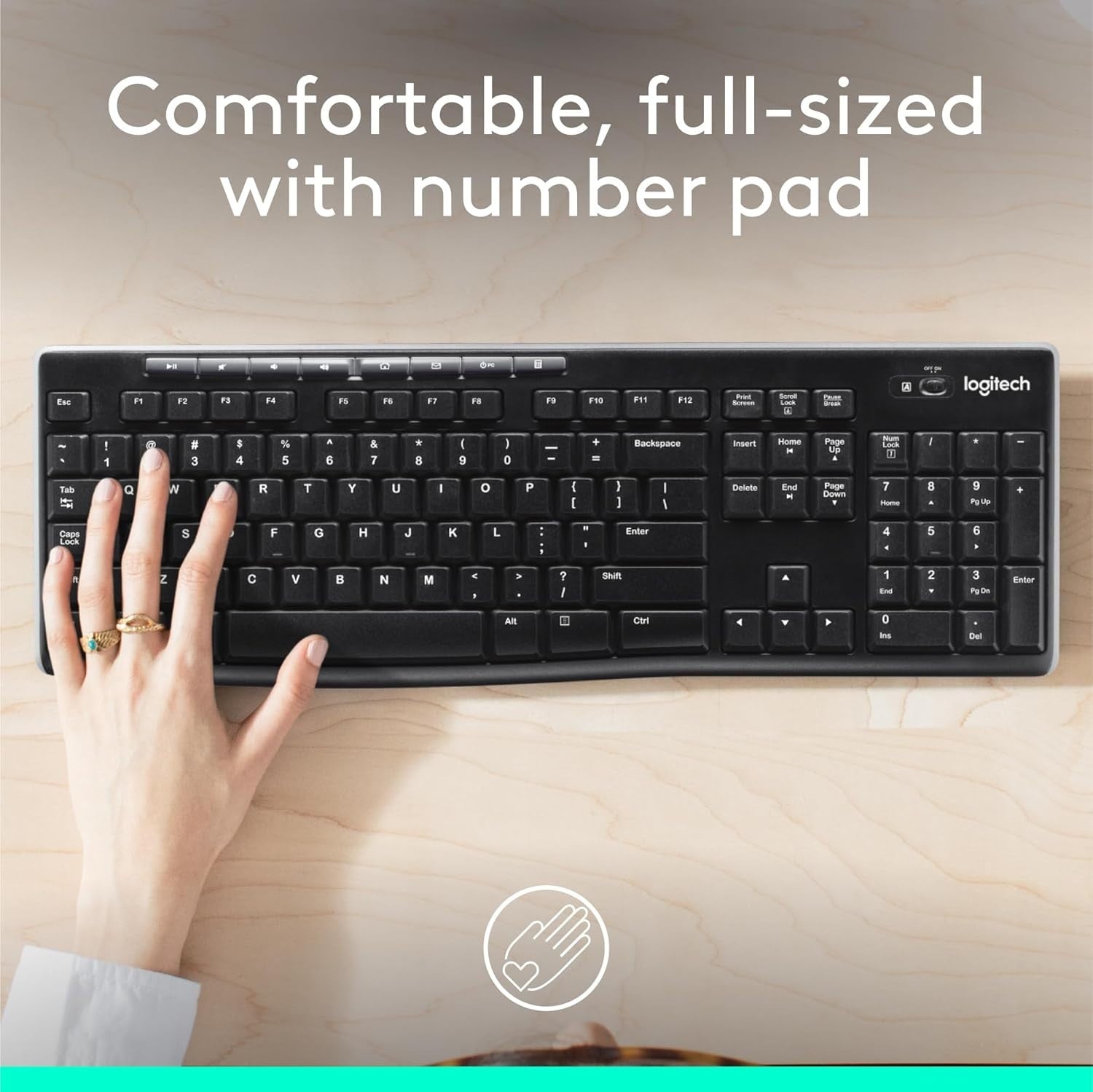 Logitech K270 Full-size Wireless Keyboard PC Includes Unifying Receiver NEW
