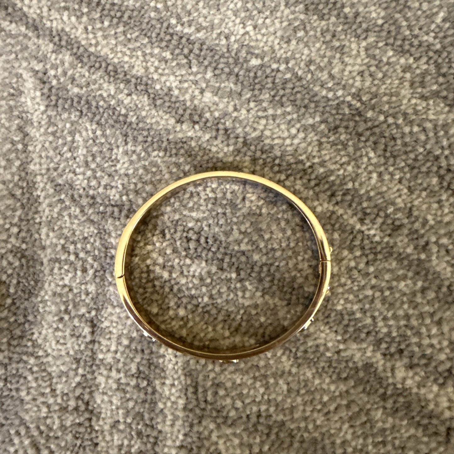 Coach NY Signature C Logo Hinged Stone Sculpted Gold Bangle Bracelet See Notes