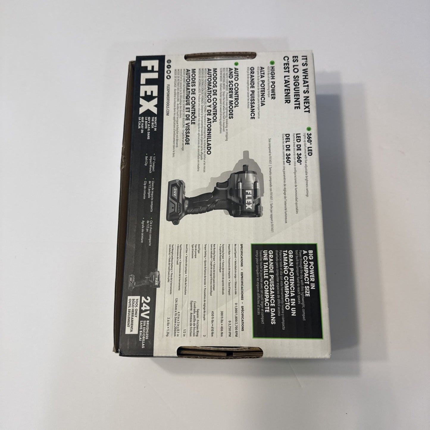 Flex FX1431-Z 24V 1/2 Cordless Compact Impact Gun 450ftlbs Torque Tool Only New