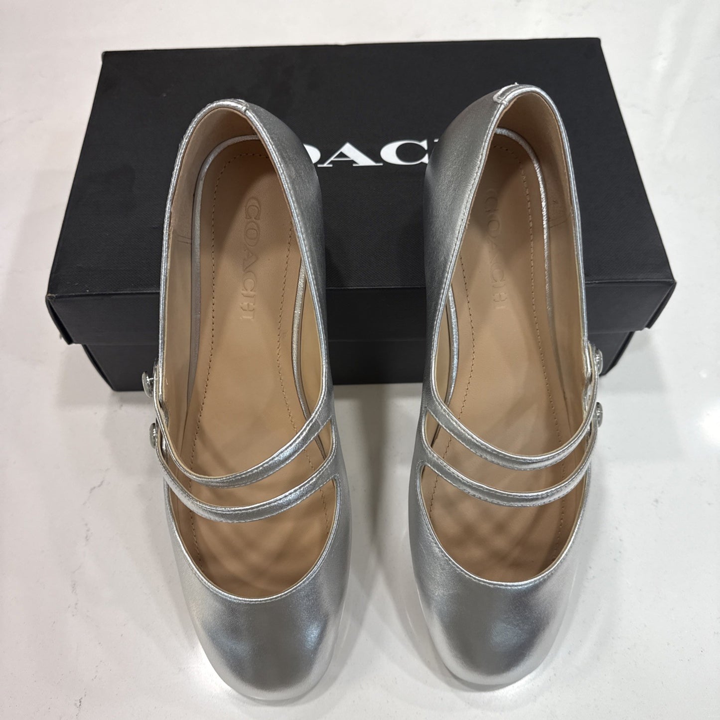 COACH Women's  Shoes Winley Mary Jane metallic leather Size 9 NIB