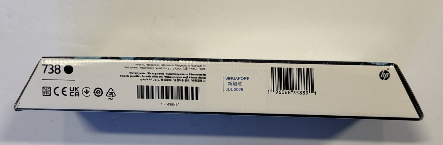 HP 738 300-ml Cyan DesignJet Ink Cartridge, 676M6A