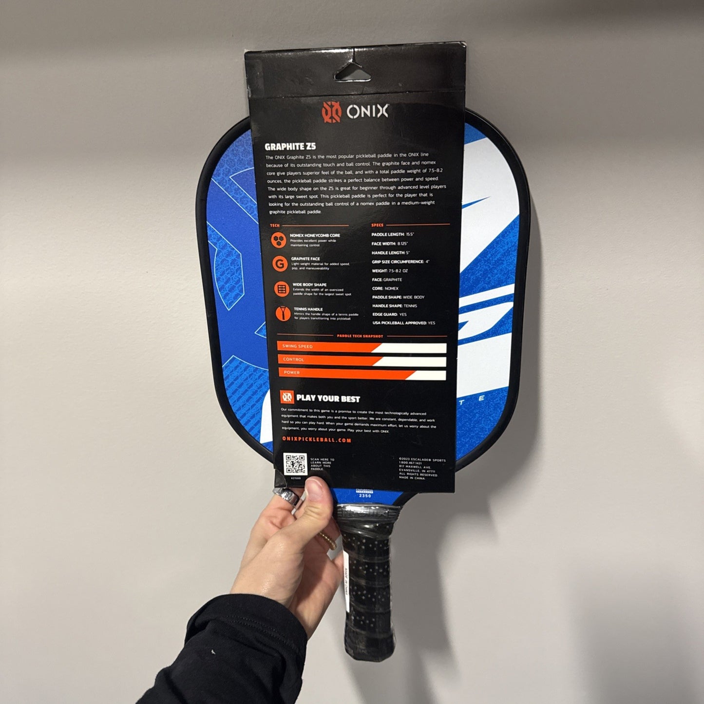 ONIX Z5 Mod V2 Graphite Pickleball Paddle | NOMEX Honeycomb Core | Wide | Blue