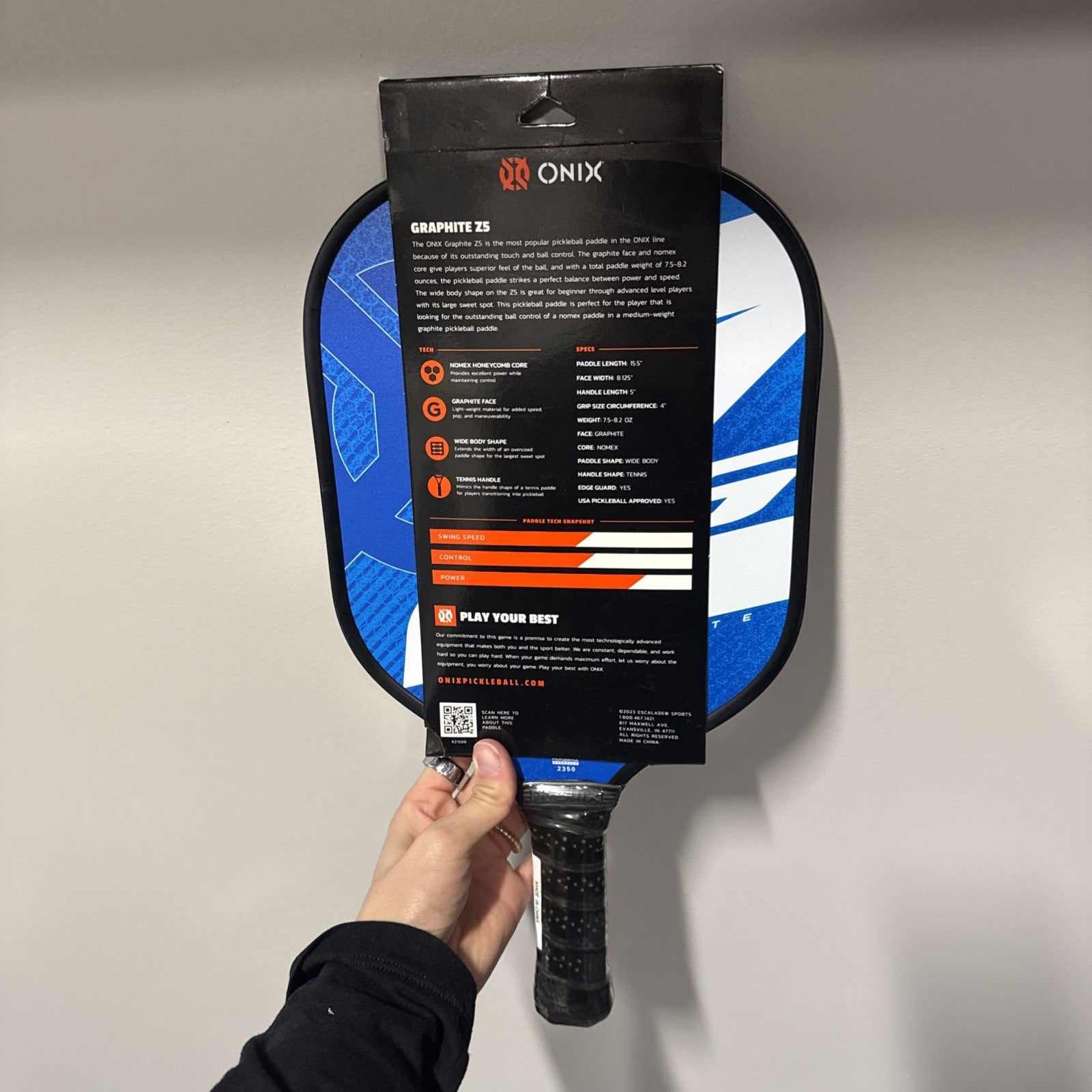 ONIX Z5 Mod V2 Graphite Pickleball Paddle | NOMEX Honeycomb Core | Wide | Blue