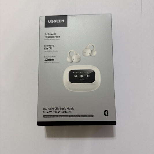 UGREEN ClipBuds Magic LCD Screen Bluetooth Earphones WS208 White SEALED