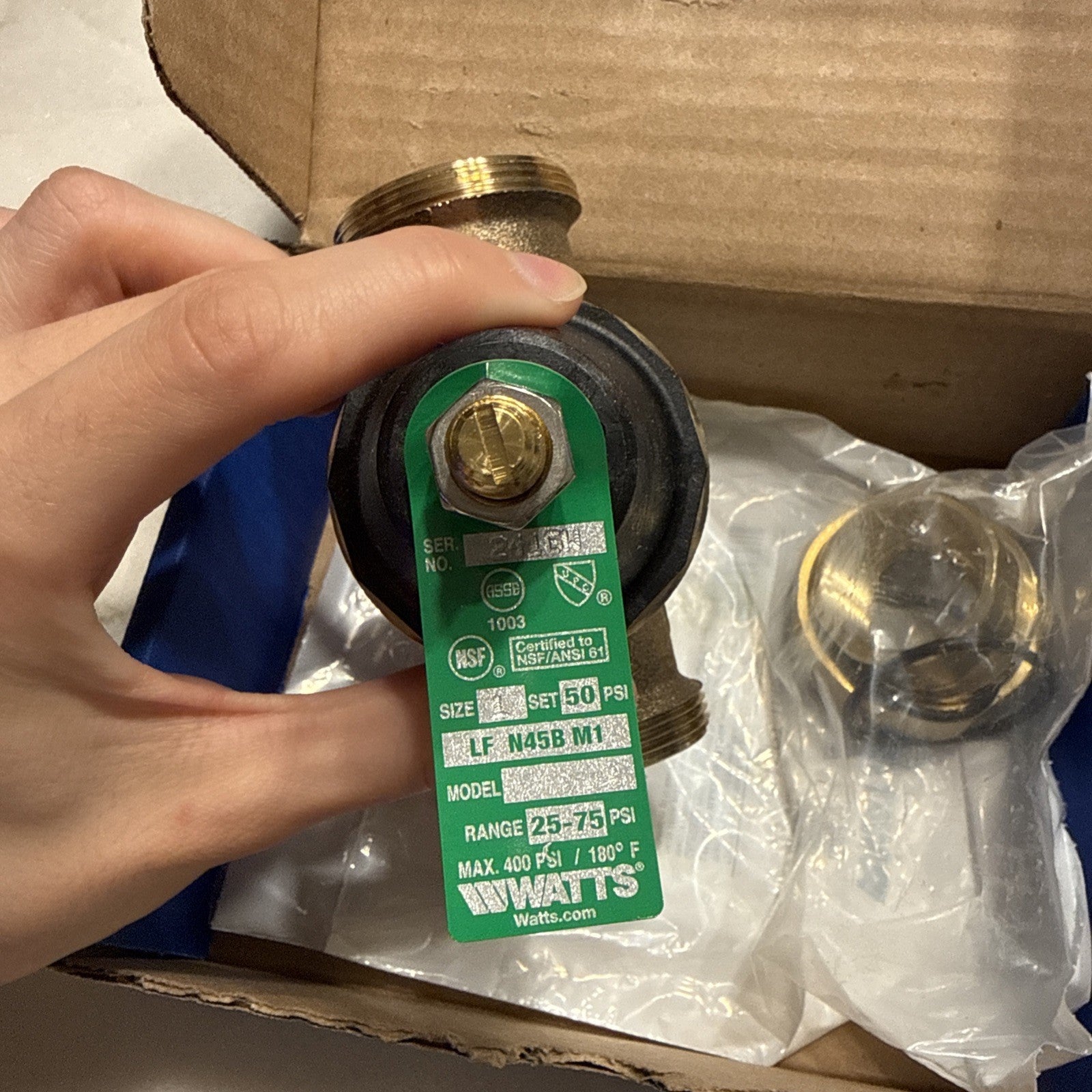 NEW Watts 1 LFN45BM1-U Lead Free Water Pressure Reducing Valve, 1" 0754713