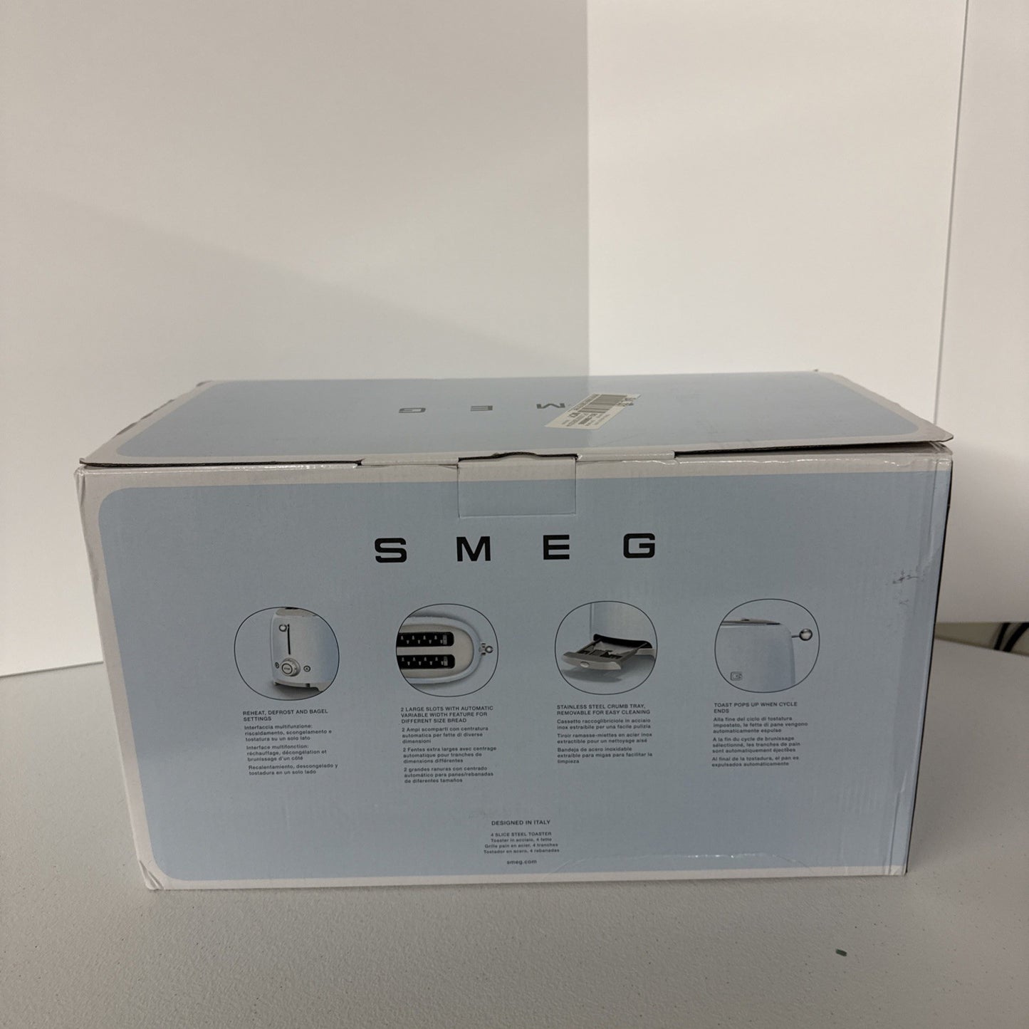 Smeg Original Tsf02 4 Slice Toaster Stainless Steel 1400W