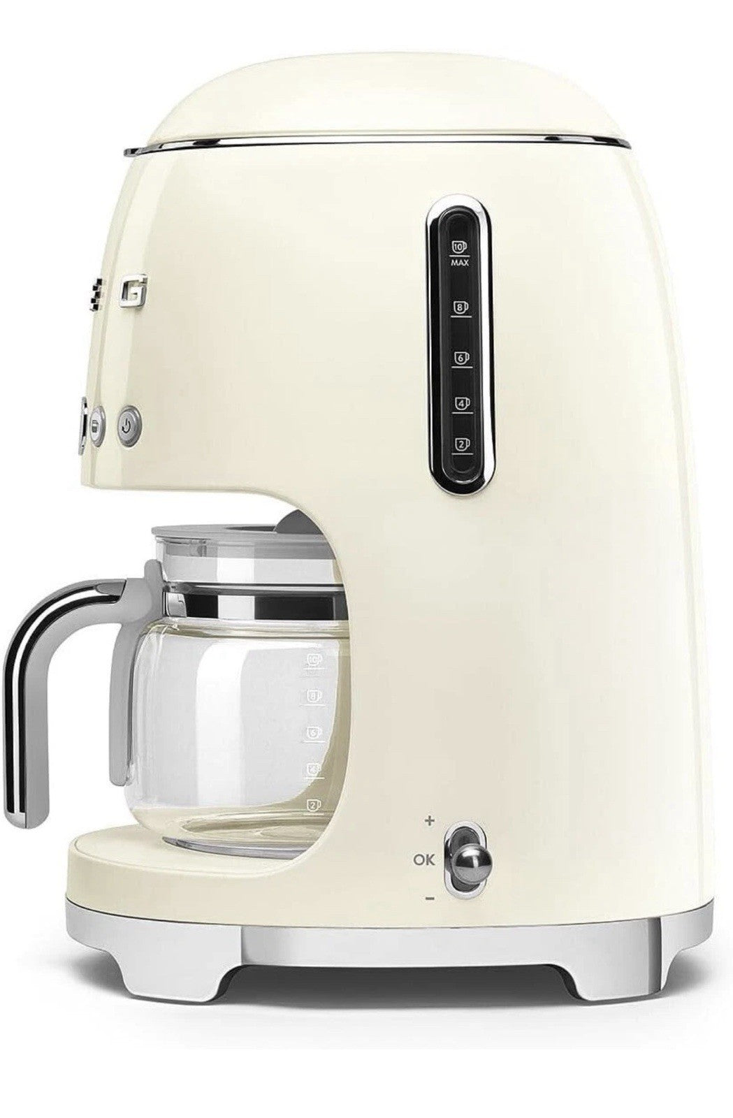 SMEG 50s Retro Drip Coffee Maker 10-Cup Auto Start Keep Warm Cream -Programmable