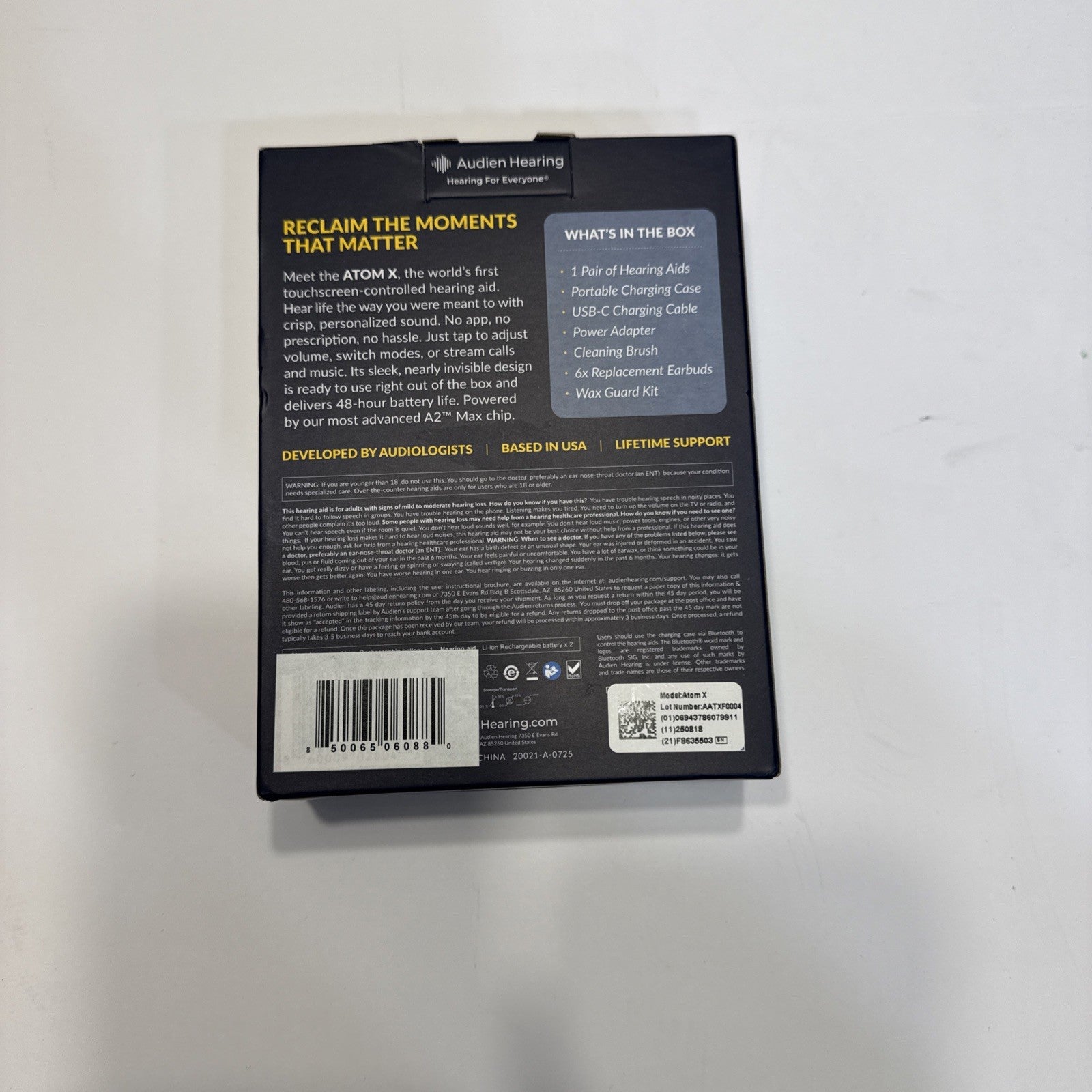 Audien Hearing  ATOM X -Rechargeable OTC Hearing Aids  BLUETOOTH