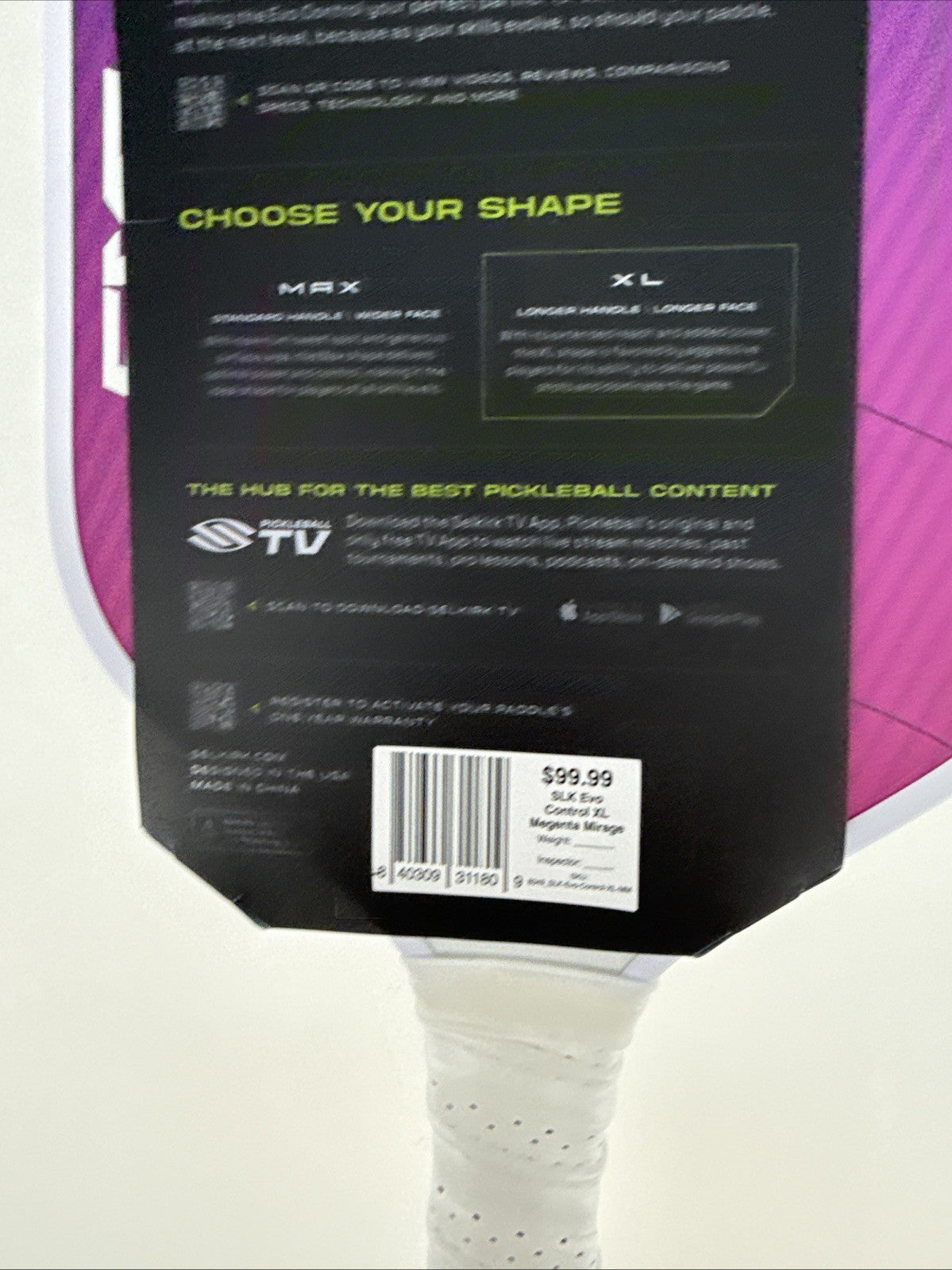 FREE SHIPPING Pickle ball Paddle, Selkirk Evo control XL NEW Magenta Mirage