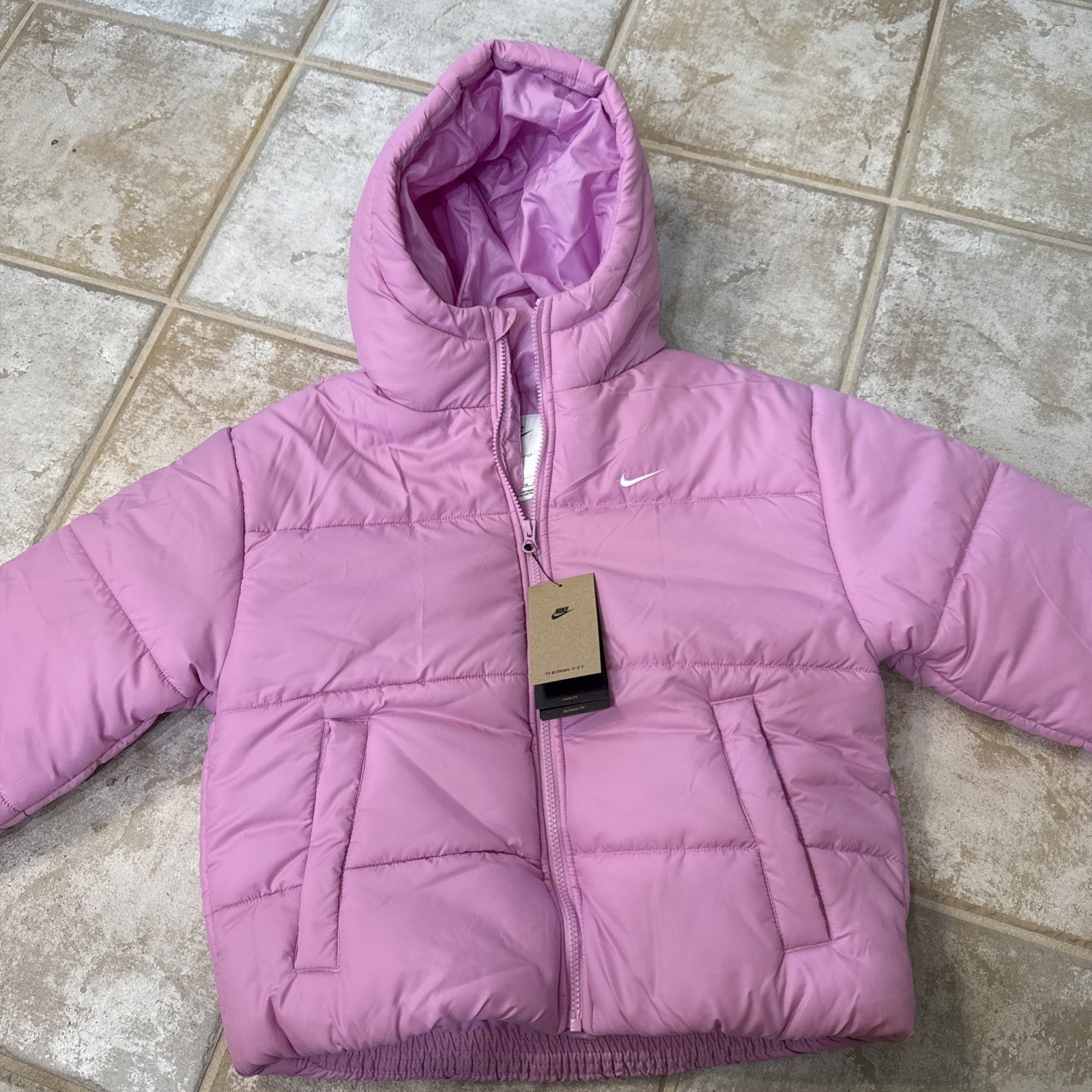Nike Sportswear Classic Puffer Womens XS Therma-FIT Hooded Jacket FZ5899 Crop