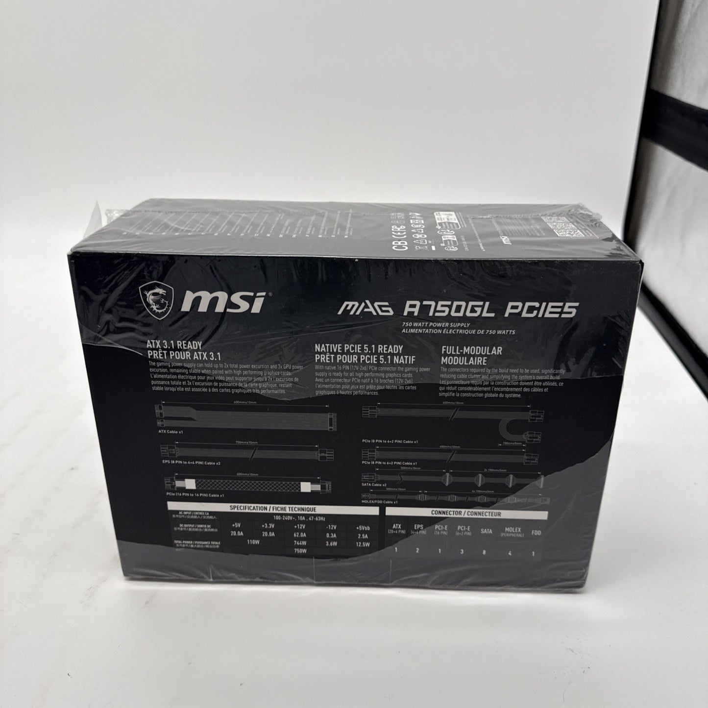 MSI MAG A750GL PCIe5 750W 80+ Gold ATX 3.1 Ready Gaming Power Supply SEALED