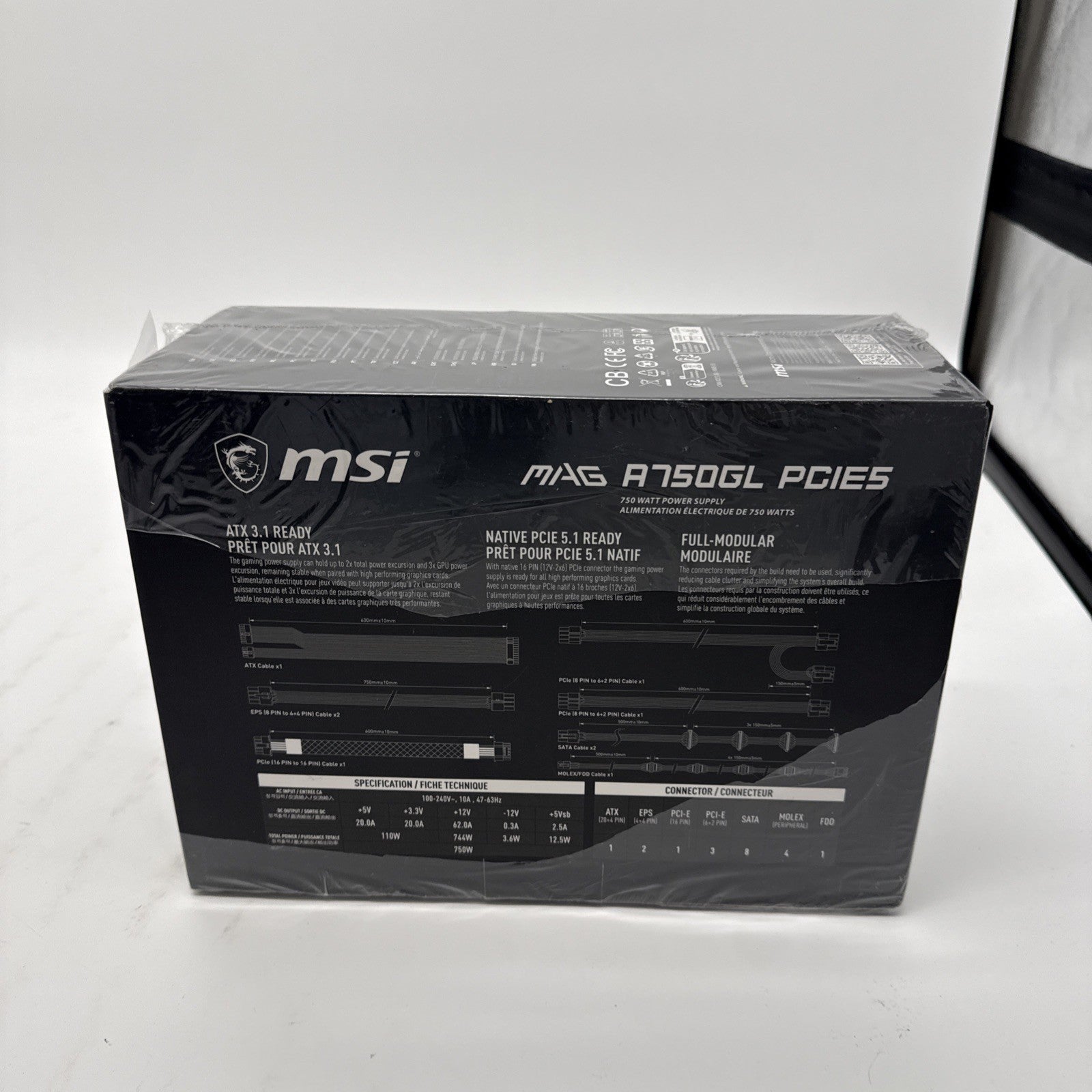 MSI MAG A750GL PCIe5 750W 80+ Gold ATX 3.1 Ready Gaming Power Supply SEALED