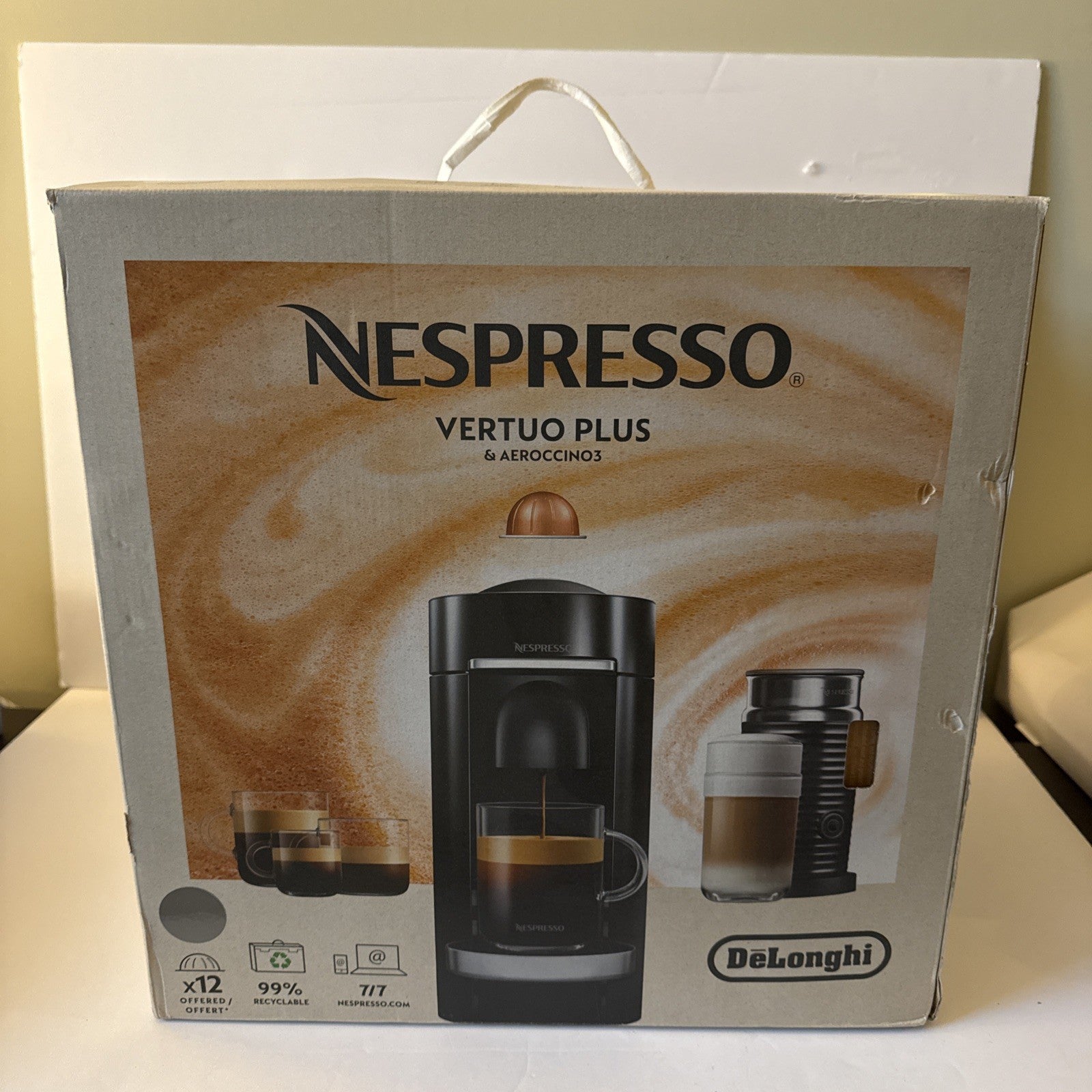 Nespresso Vertuo Plus & Aeroccino3 ENV155TAE  w/ Milk Frother DeLonghi Grey New