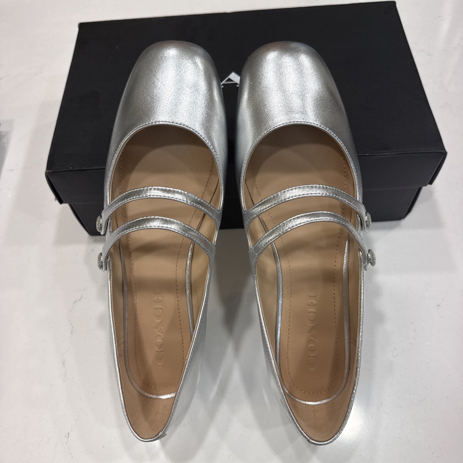 COACH Women's  Shoes Winley Mary Jane metallic leather Size 9 NIB