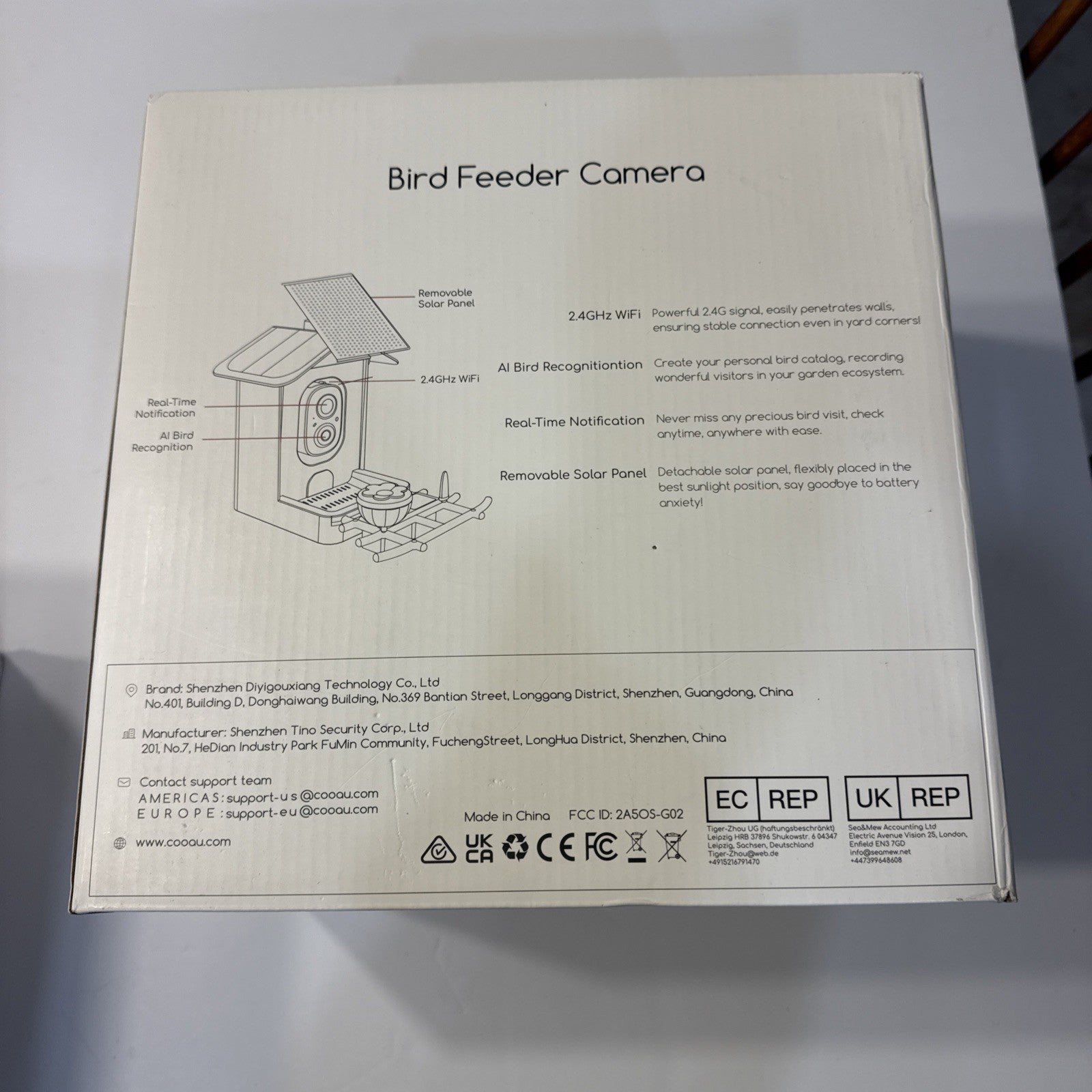 COOAU 5MP Smart Bird Feeder with Camera & AI Bird Identification - Solar Powered