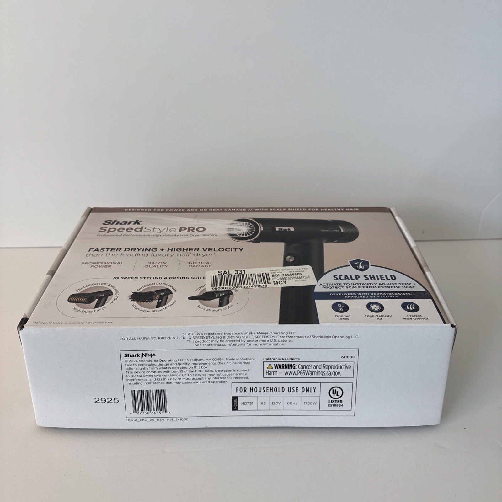 Shark SpeedStyle Pro High Velocity Hair Dryer Diffuser HD731 Open Box (NEW)