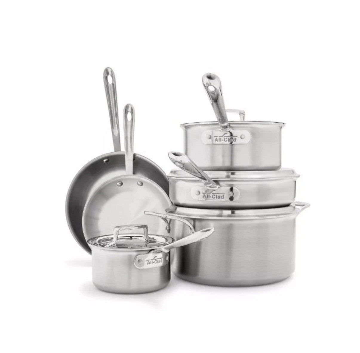 All Clad D5 Stainless Steel 10 Piece Cookware Set Induction Compatible