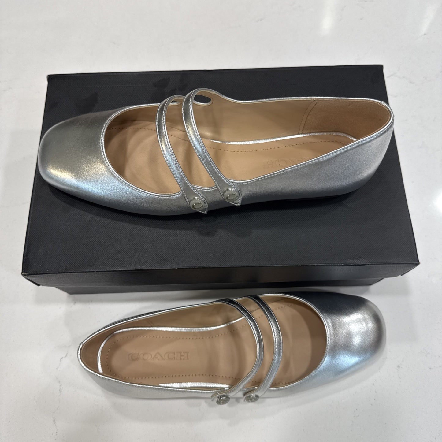COACH Women's  Shoes Winley Mary Jane metallic leather Size 9 NIB