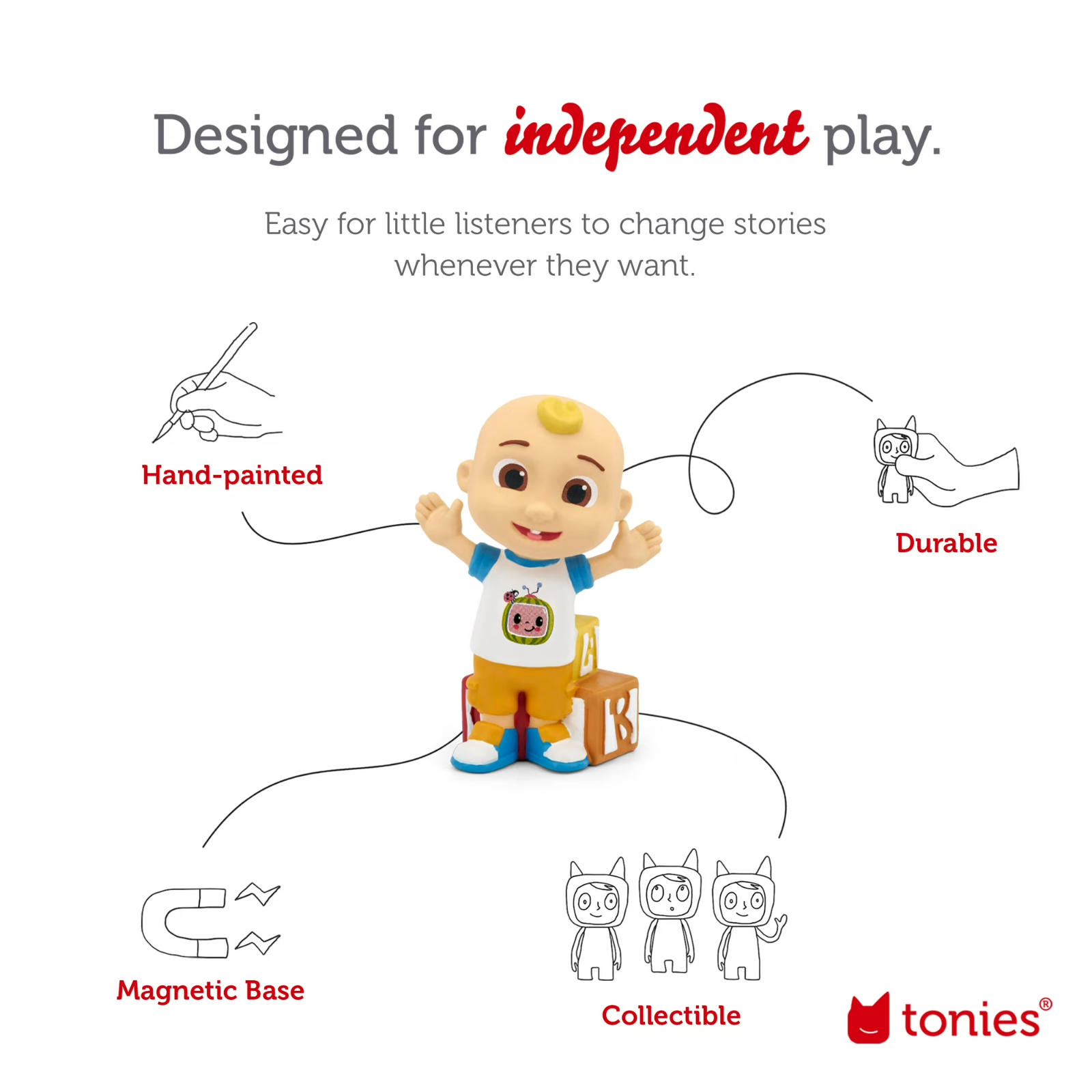 Tonies Cocomelon Toniebox Audio Player Starter Set with JJ, Red, NEW SEALED