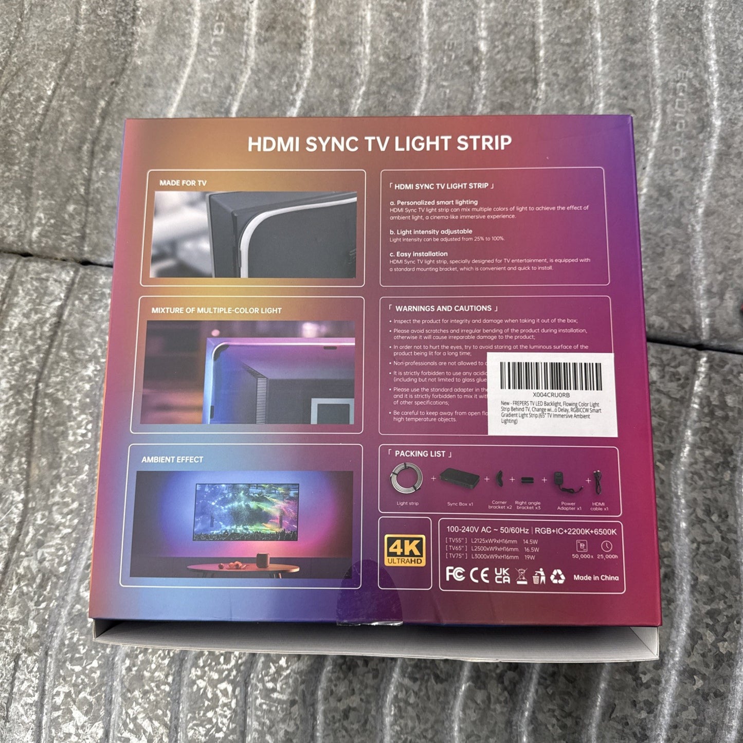 Frepers HDMI Sync TV Sound Multicolor Light Strip 65”