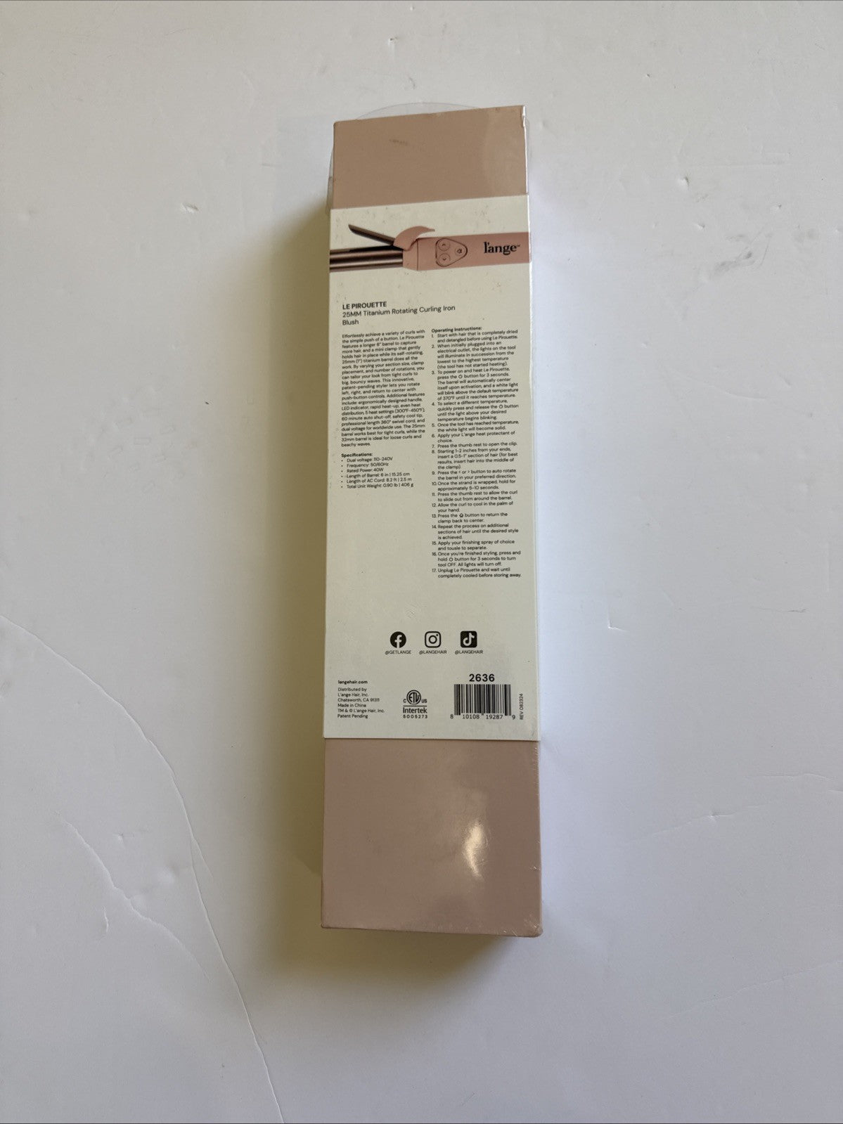 l’ange Blush 25mm 1” Le Pirouette Titanium Rotating Curling Iron New Sealed Box