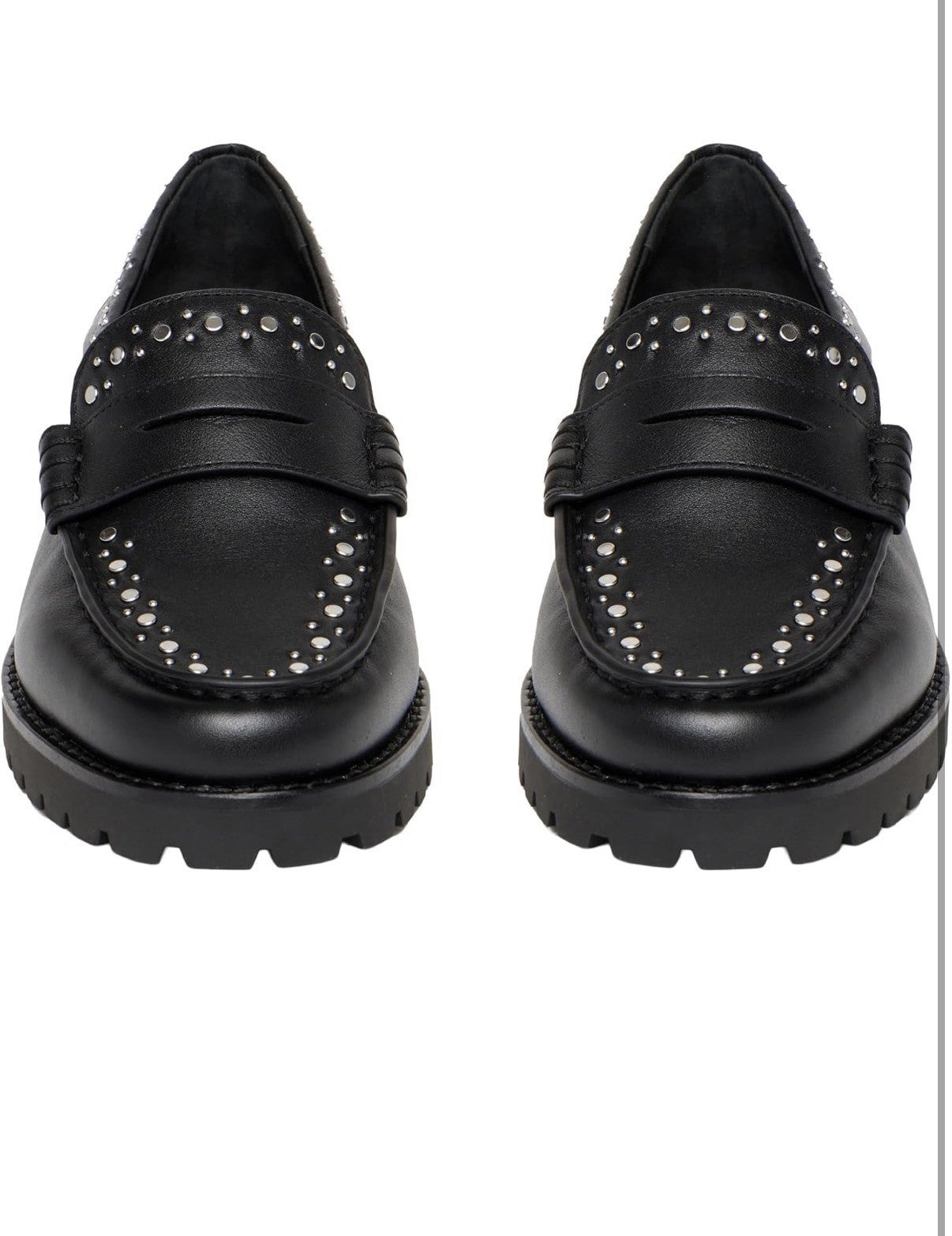 New $328 PAIGE Ellis Studded Black LEATHER Loafers size 8