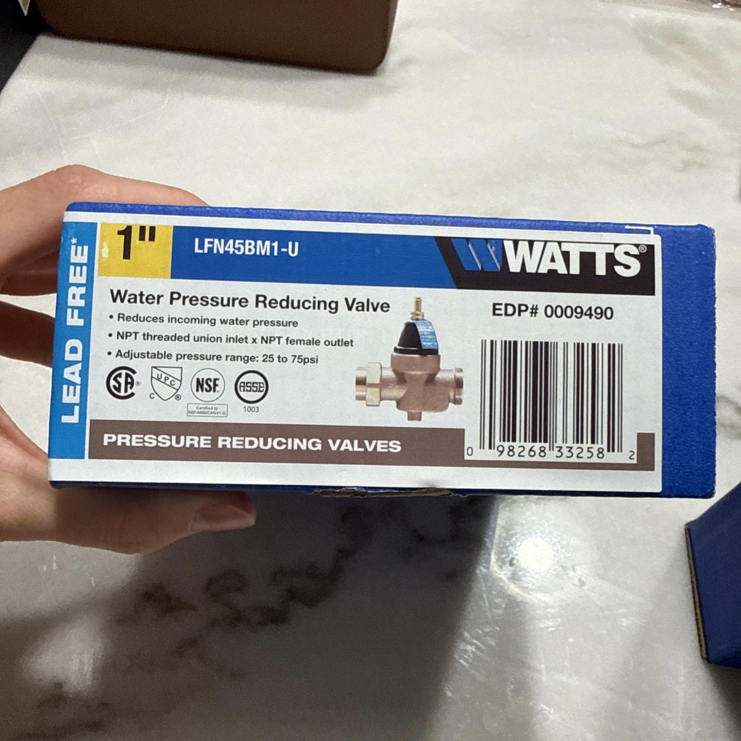 NEW Watts 1 LFN45BM1-U Lead Free Water Pressure Reducing Valve, 1" 0754713