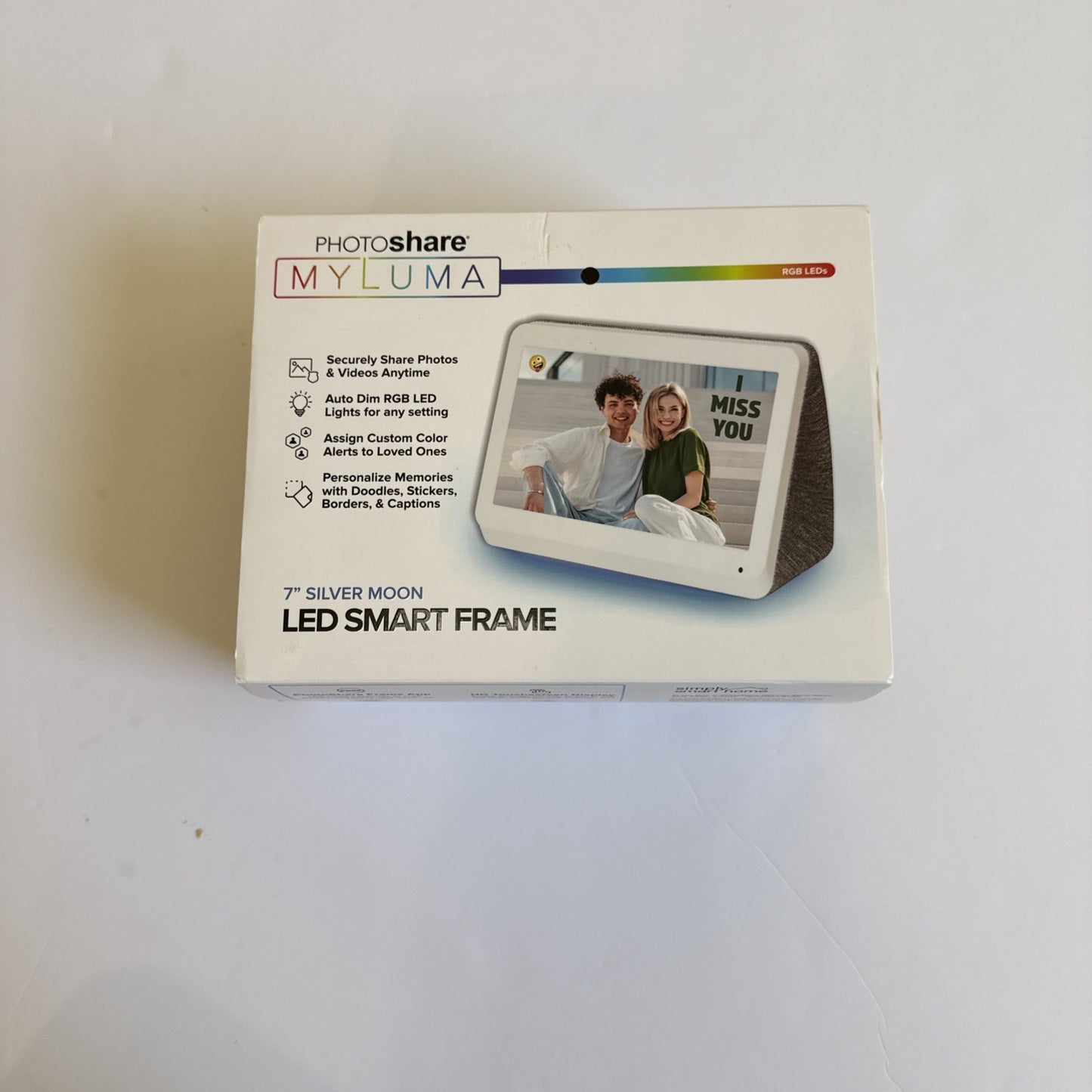 Myluma Photoshare 7inch Silver Moon LED Smart Frame NIB Model FML07SM