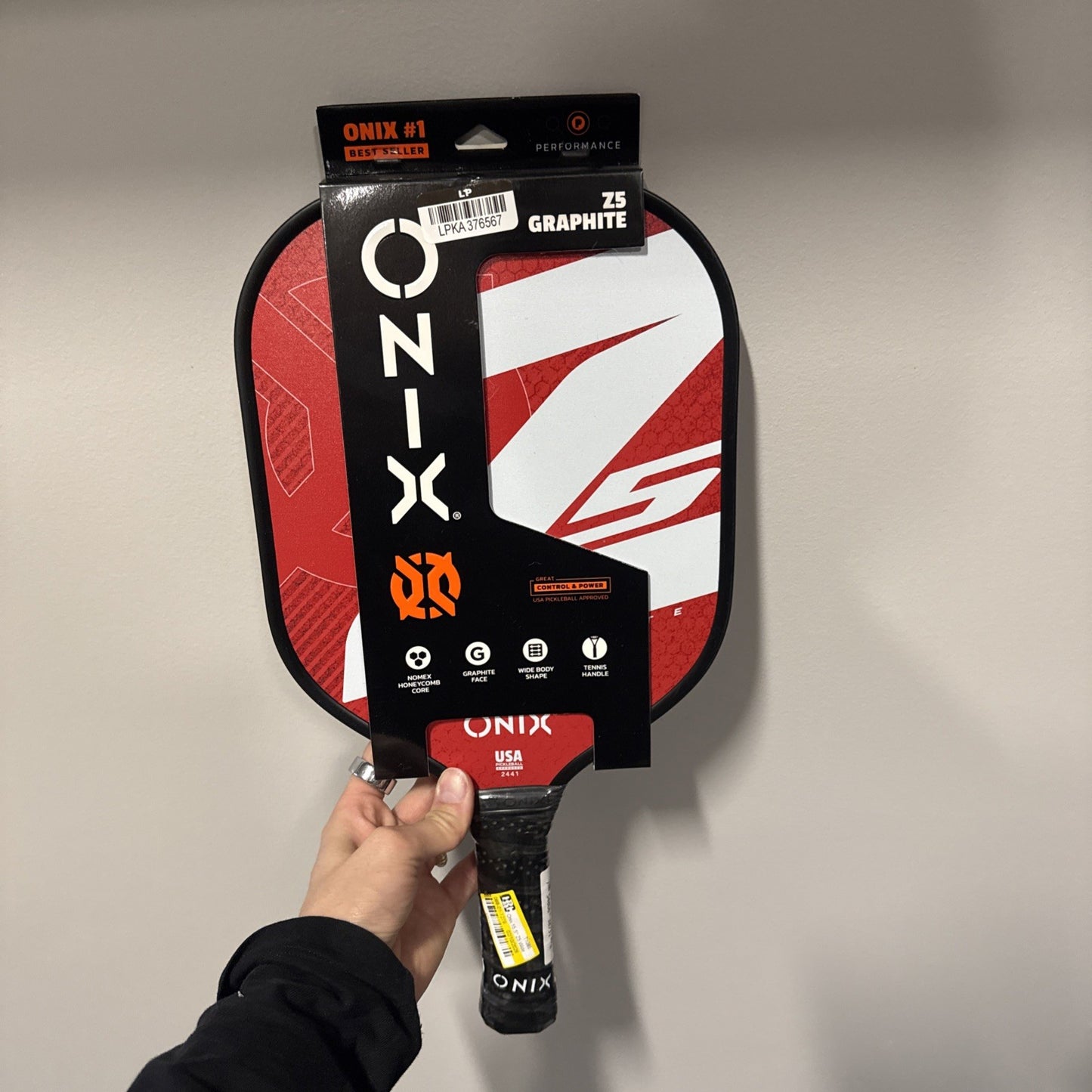Onix 15.5" Z5 Wide Body Pickleball Paddle - Graphite, Stiff Flex (Red) NEW!