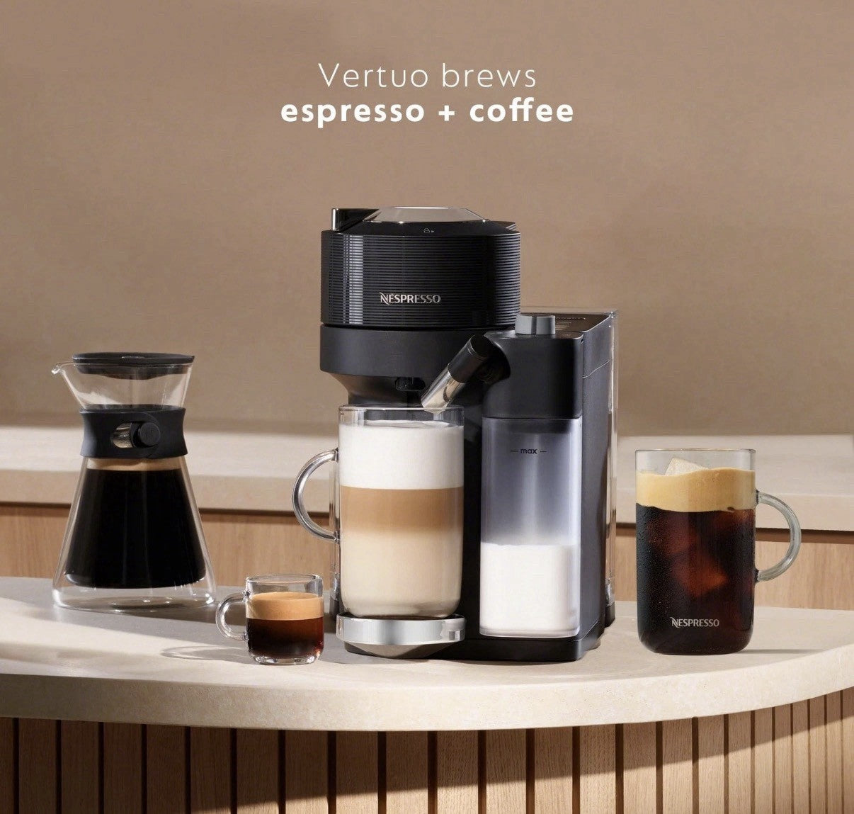 Home Coffee Lover Espresso Machine - Nespresso Vertuo Lattissima Black ENV300B