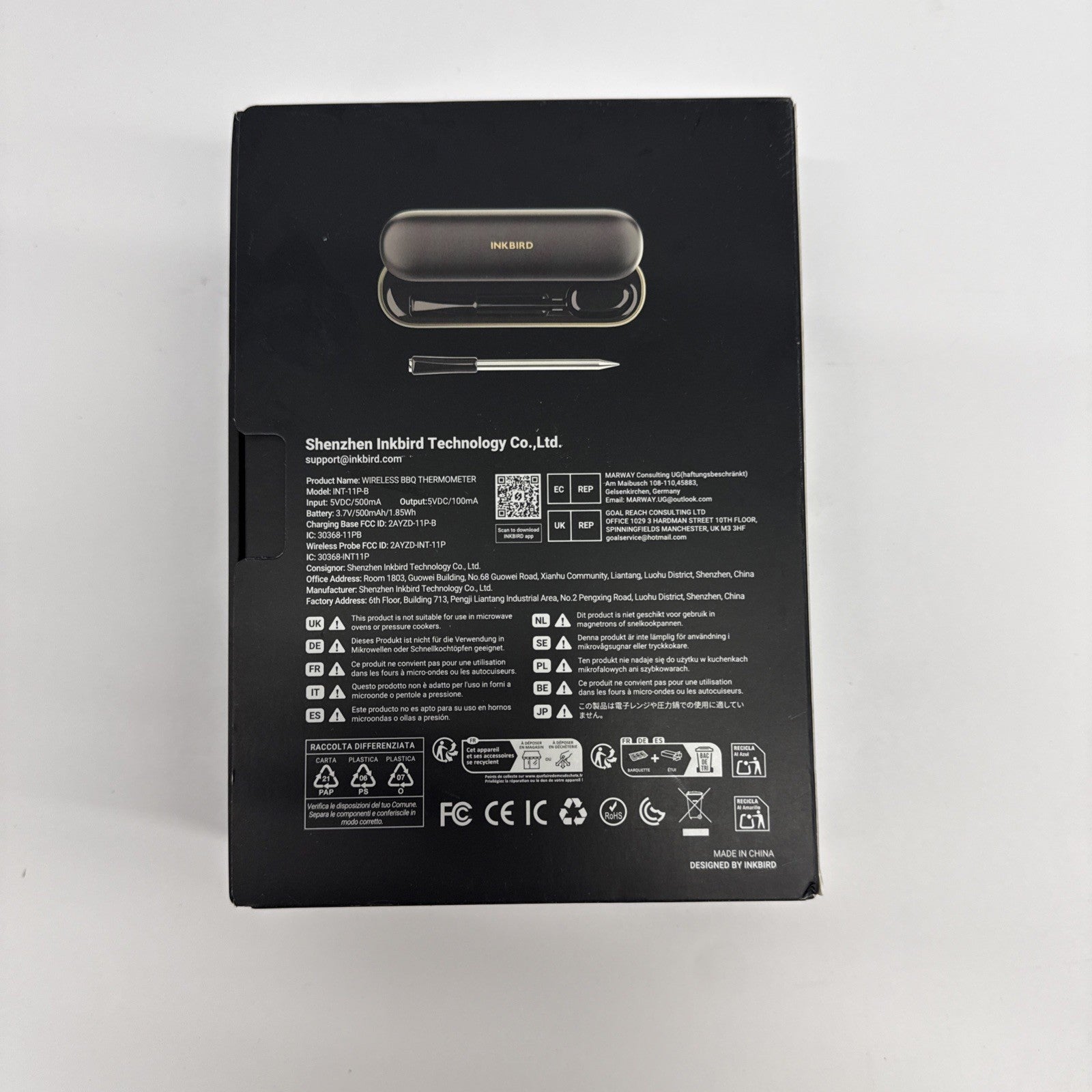 INKBIRD Wireless Meat Thermometer INT-11P-B Bluetooth IOS/Android App Grilling