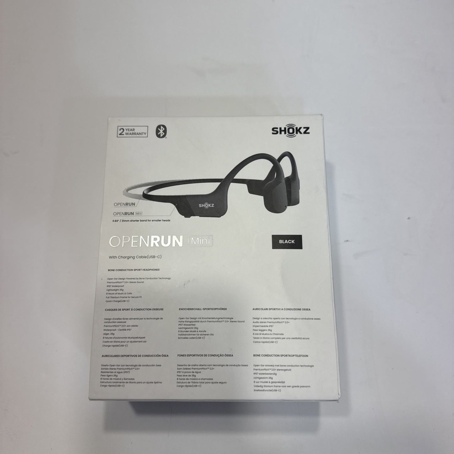 Shokz OpenRun Mini Wireless Bluetooth Bone-Conduction Sport Headphones Black