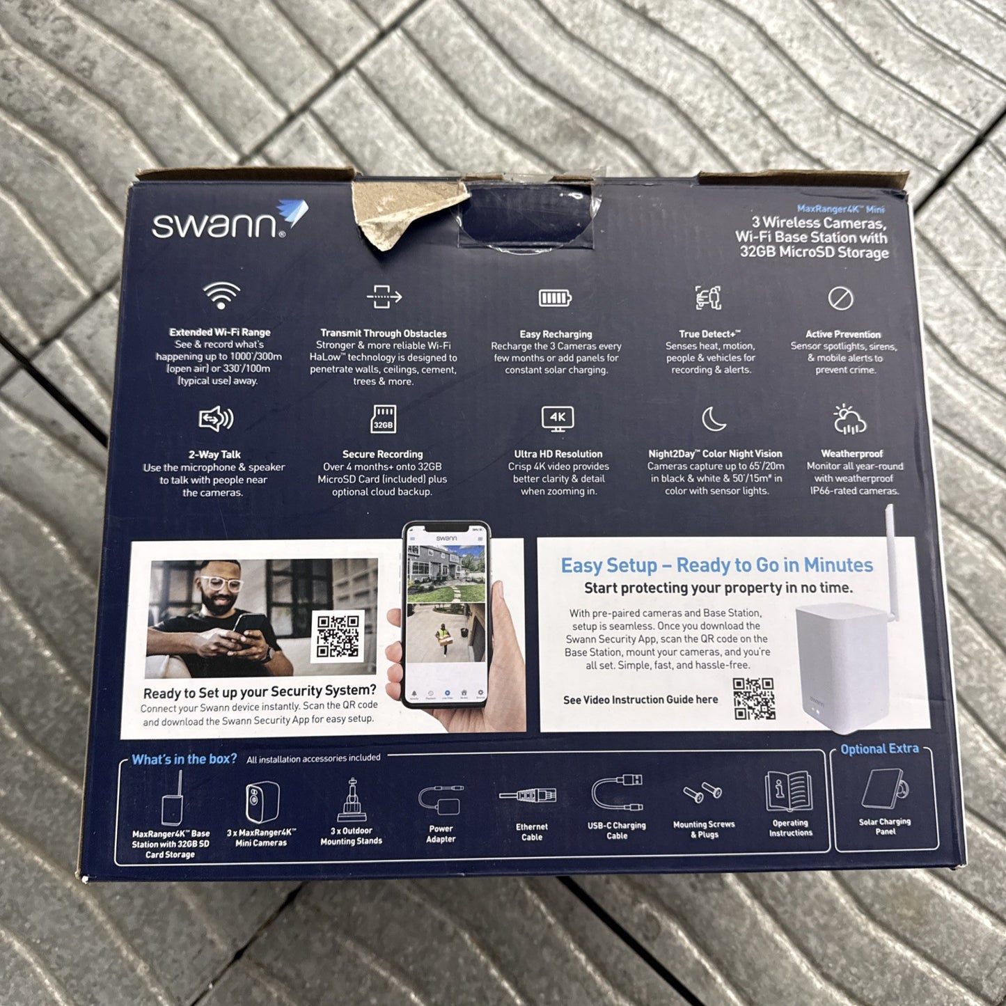 Swann MaxRanger Mini 4K Wireless Security System, 3-Pack
