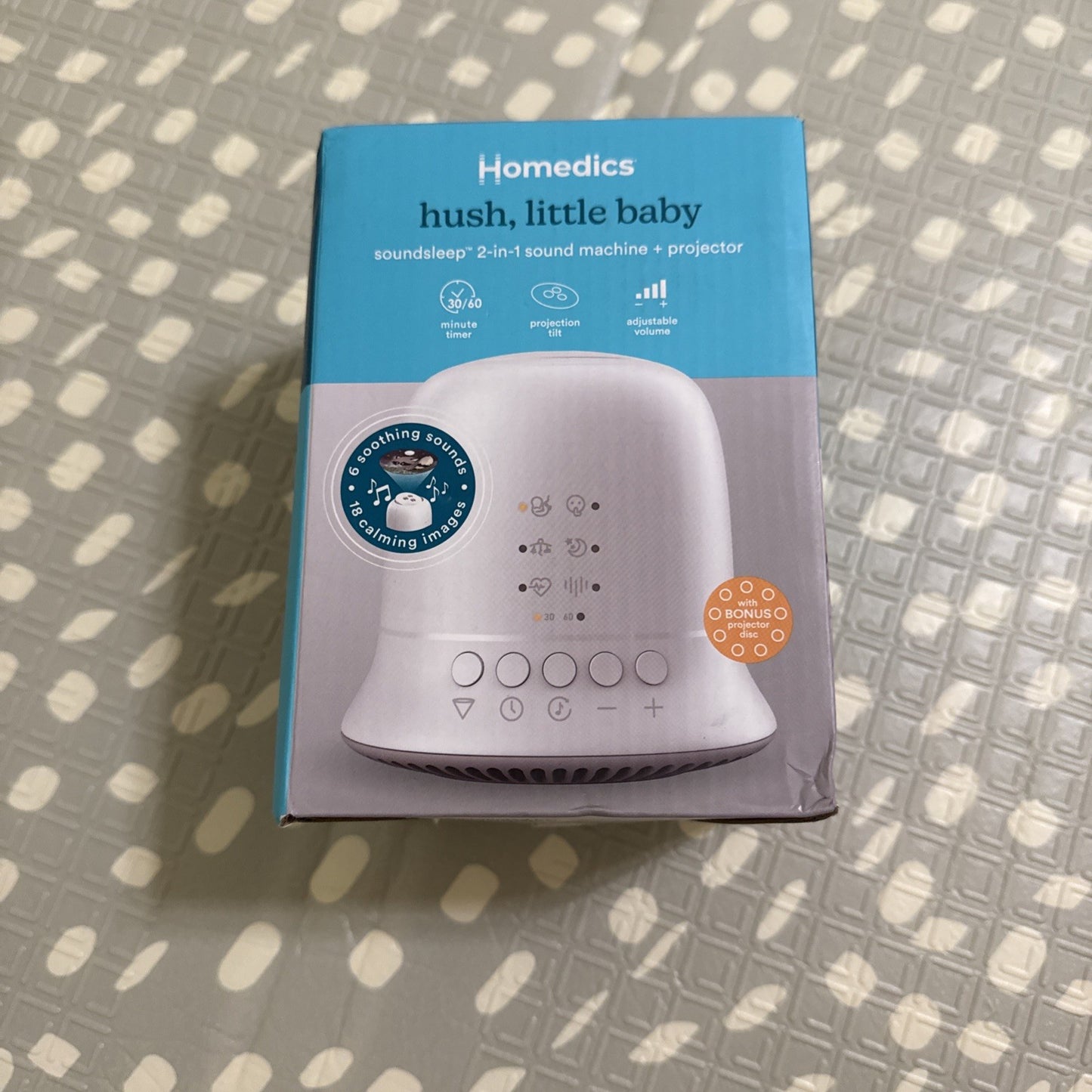 NEW - HUSH, LITTLE BABY By Homedics Soundsleep 2-in-1 Sound Machine + Projector.