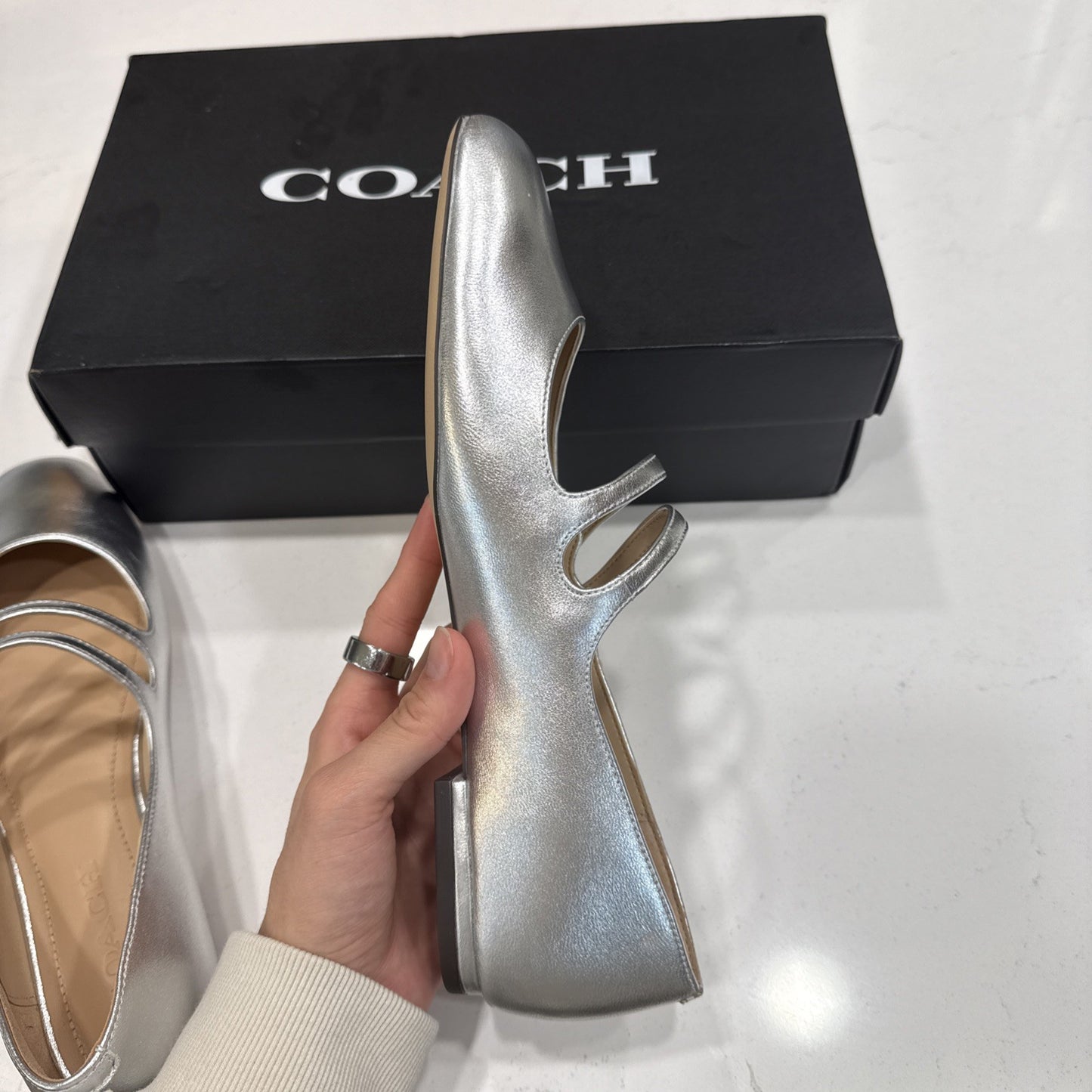 COACH Women's  Shoes Winley Mary Jane metallic leather Size 9 NIB