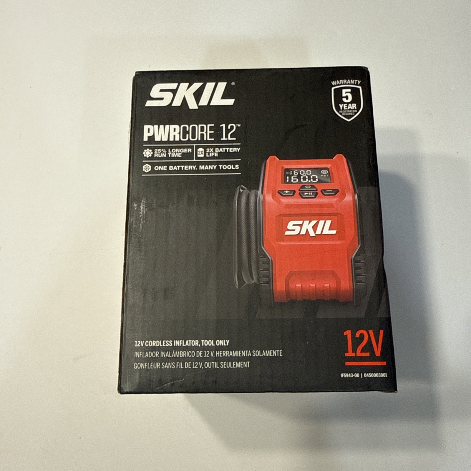 NEW SKIL PWR CORE 12 12-Volt Cordless Inflator Tool Only Tire Pump